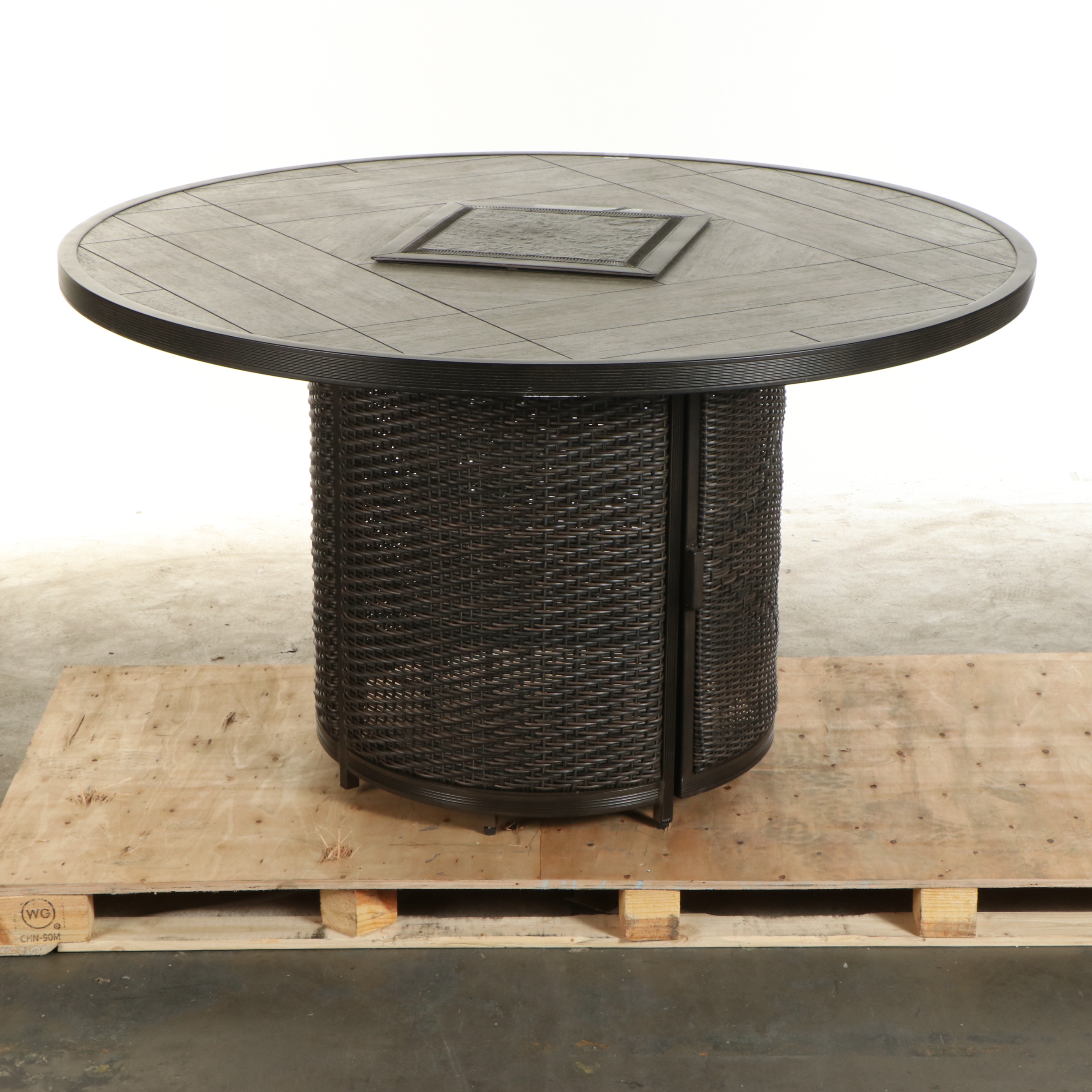 Agio "McKenzy" Resin Wicker Bar-Height Fire Pit Outdoor Dining Set