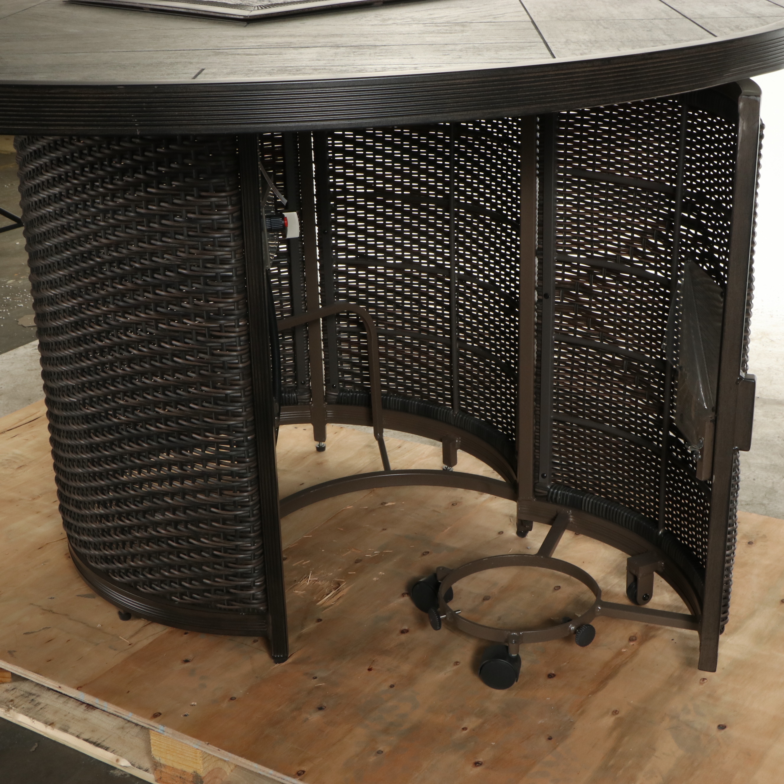 Agio "McKenzy" Resin Wicker Bar-Height Fire Pit Outdoor Dining Set