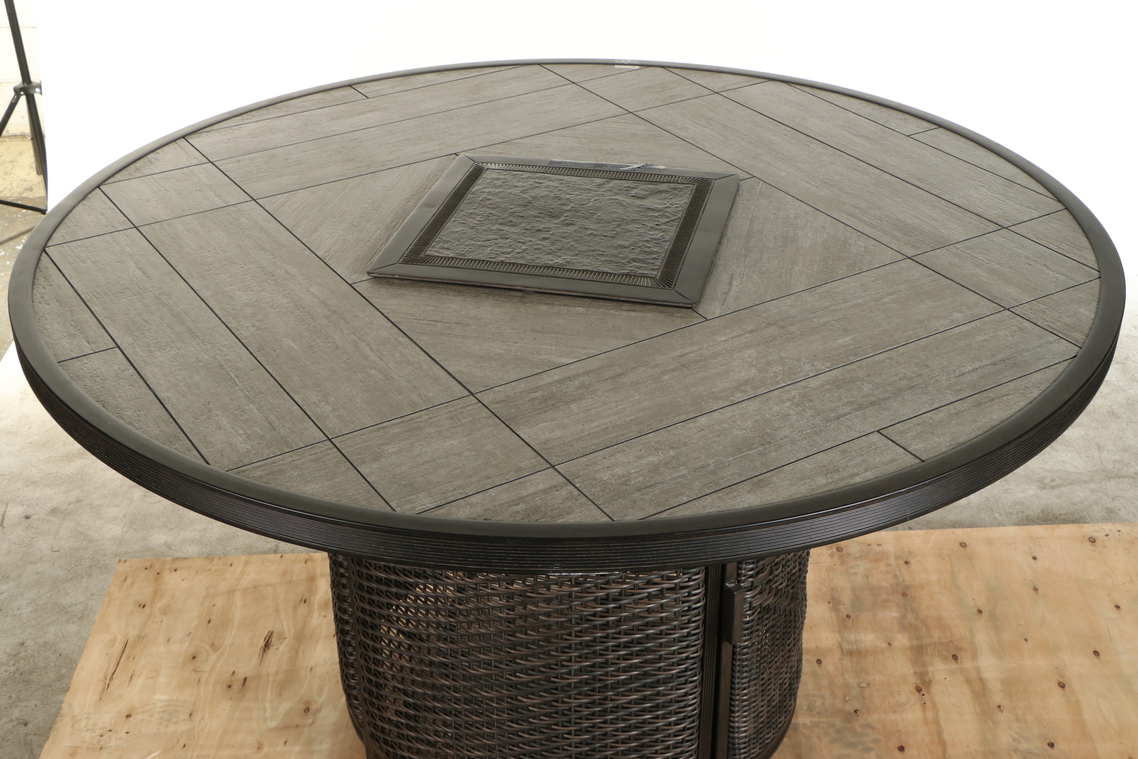 Agio "McKenzy" Resin Wicker Bar-Height Fire Pit Outdoor Dining Set