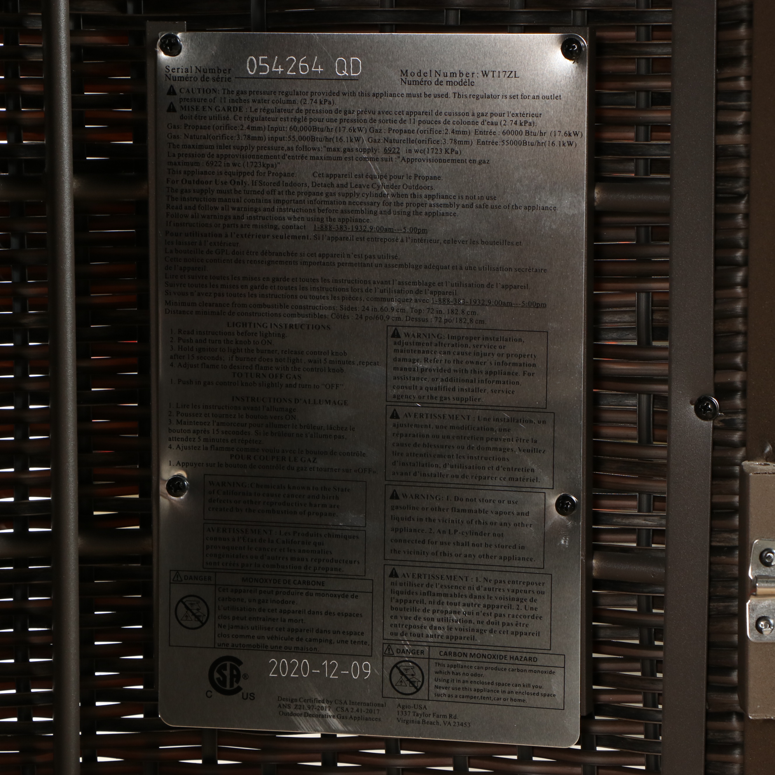 Agio "McKenzy" Resin Wicker Bar-Height Fire Pit Outdoor Dining Set