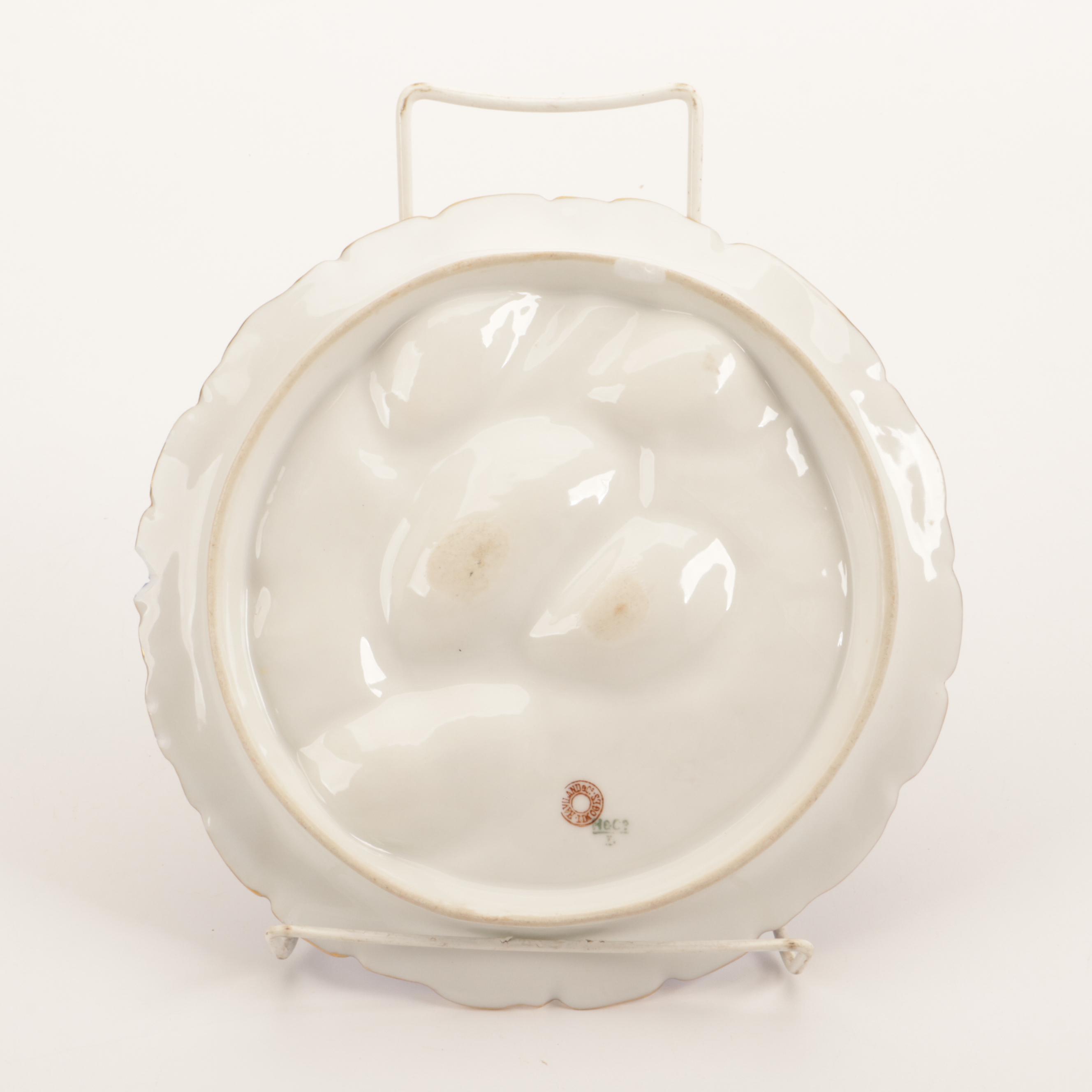 Haviland Hand-Painted Limoges Porcelain Oyster Plate, Late 19th Century