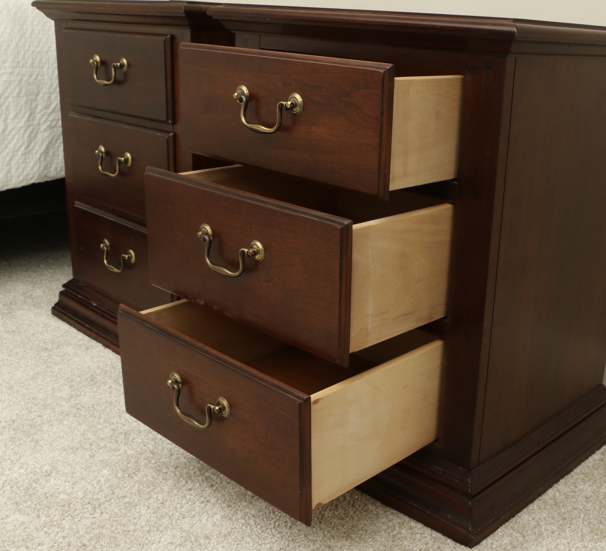Thomasville "Pleasant Hill" Cherry Three-Drawer Nightstands, Pair