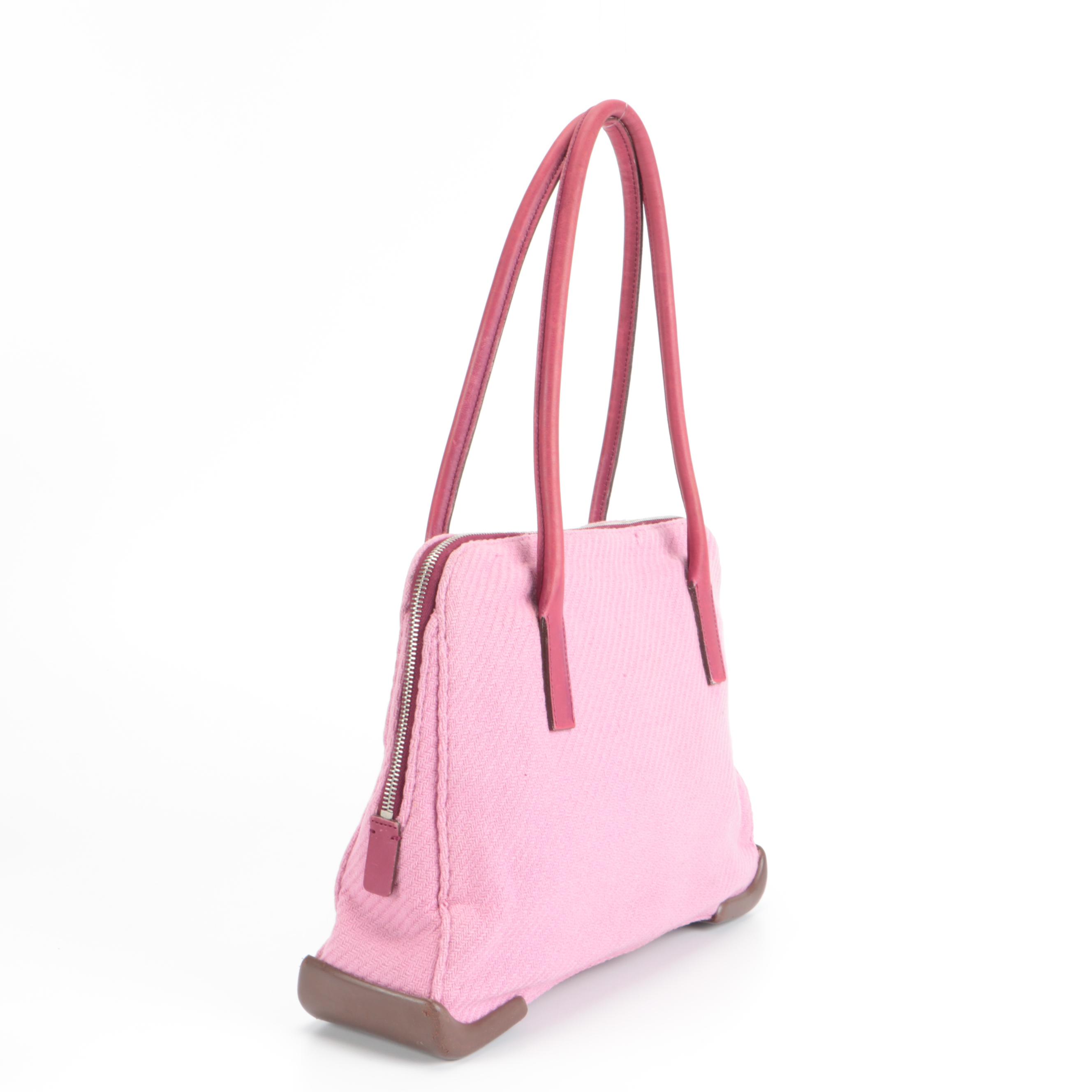 Prada Pink Wool and Leather Shoulder Bag