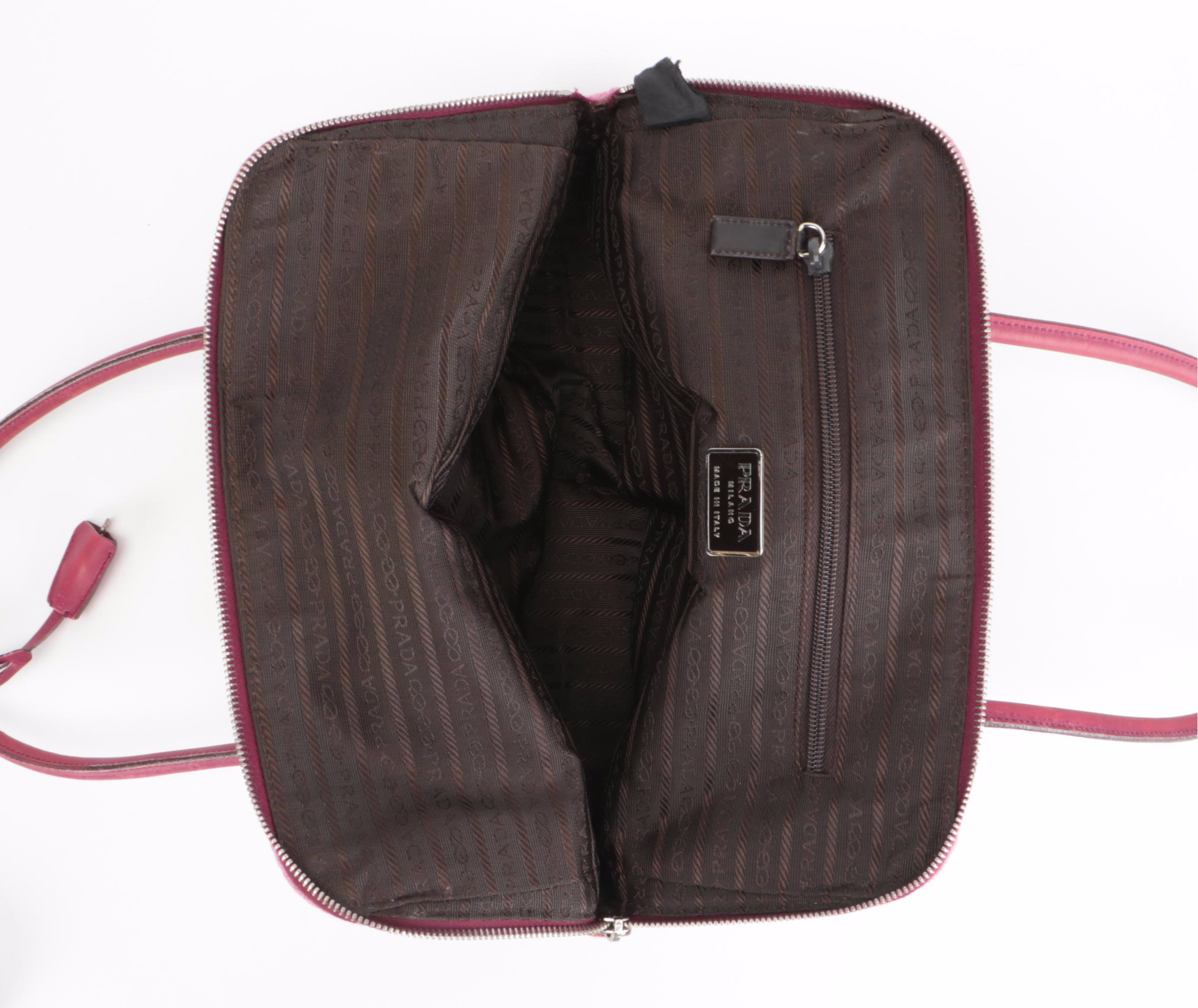 Prada Pink Wool and Leather Shoulder Bag