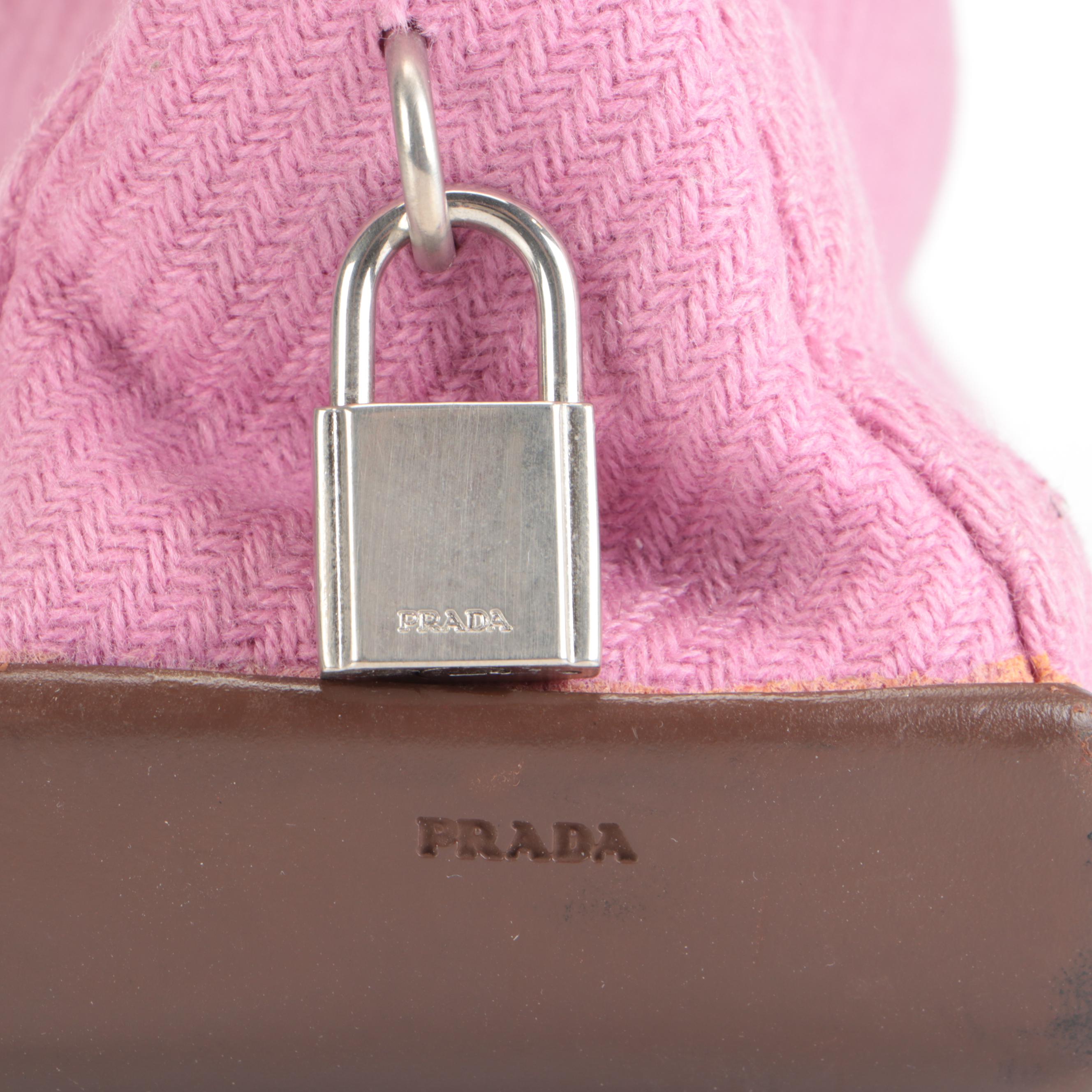 Prada Pink Wool and Leather Shoulder Bag