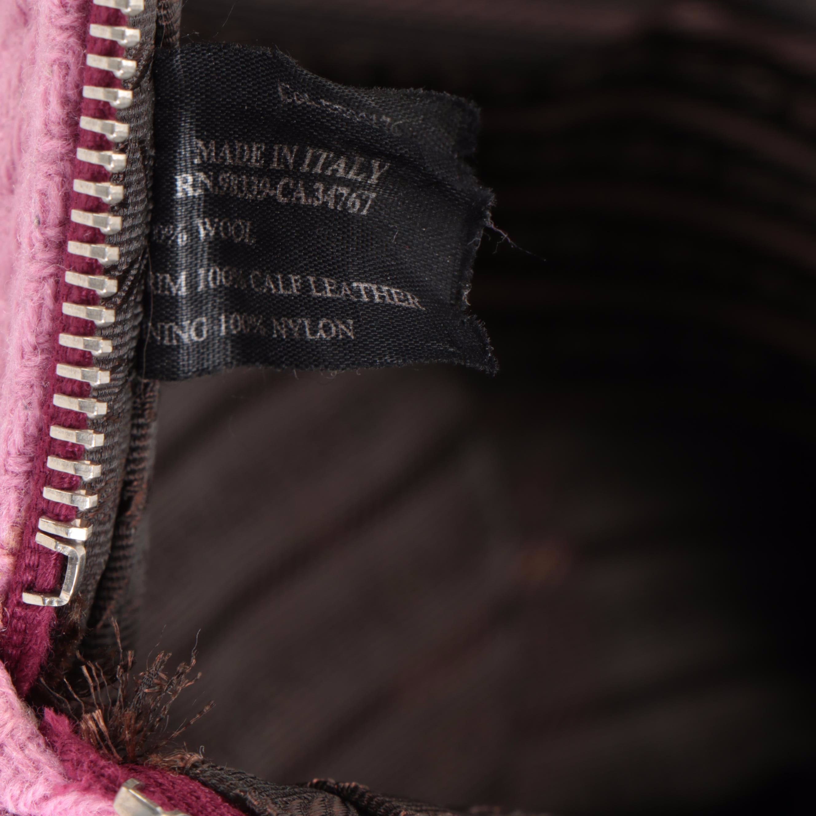 Prada Pink Wool and Leather Shoulder Bag