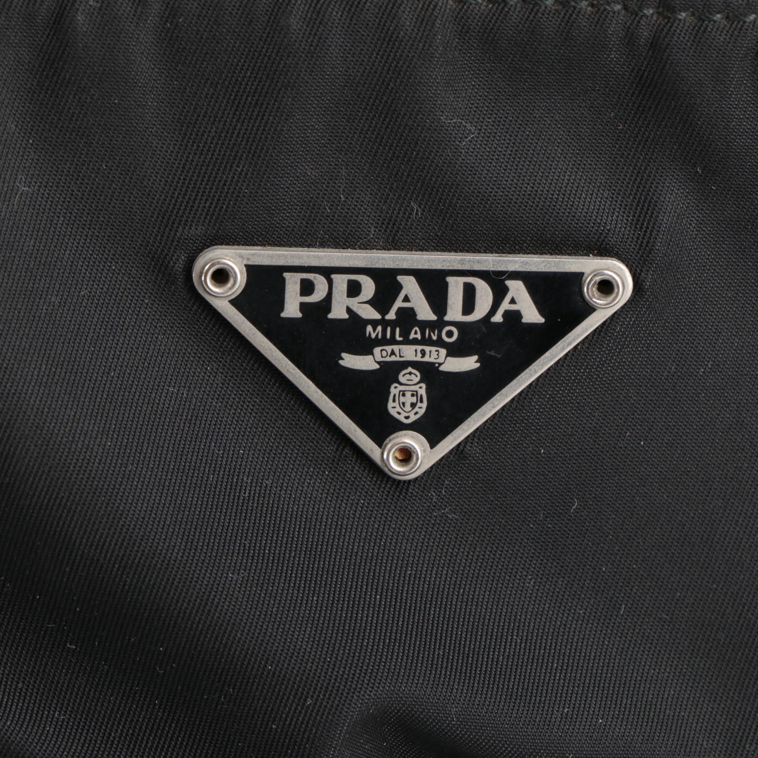 Prada Shoulder Bag in Black Tessuto Nylon and Smooth Leather