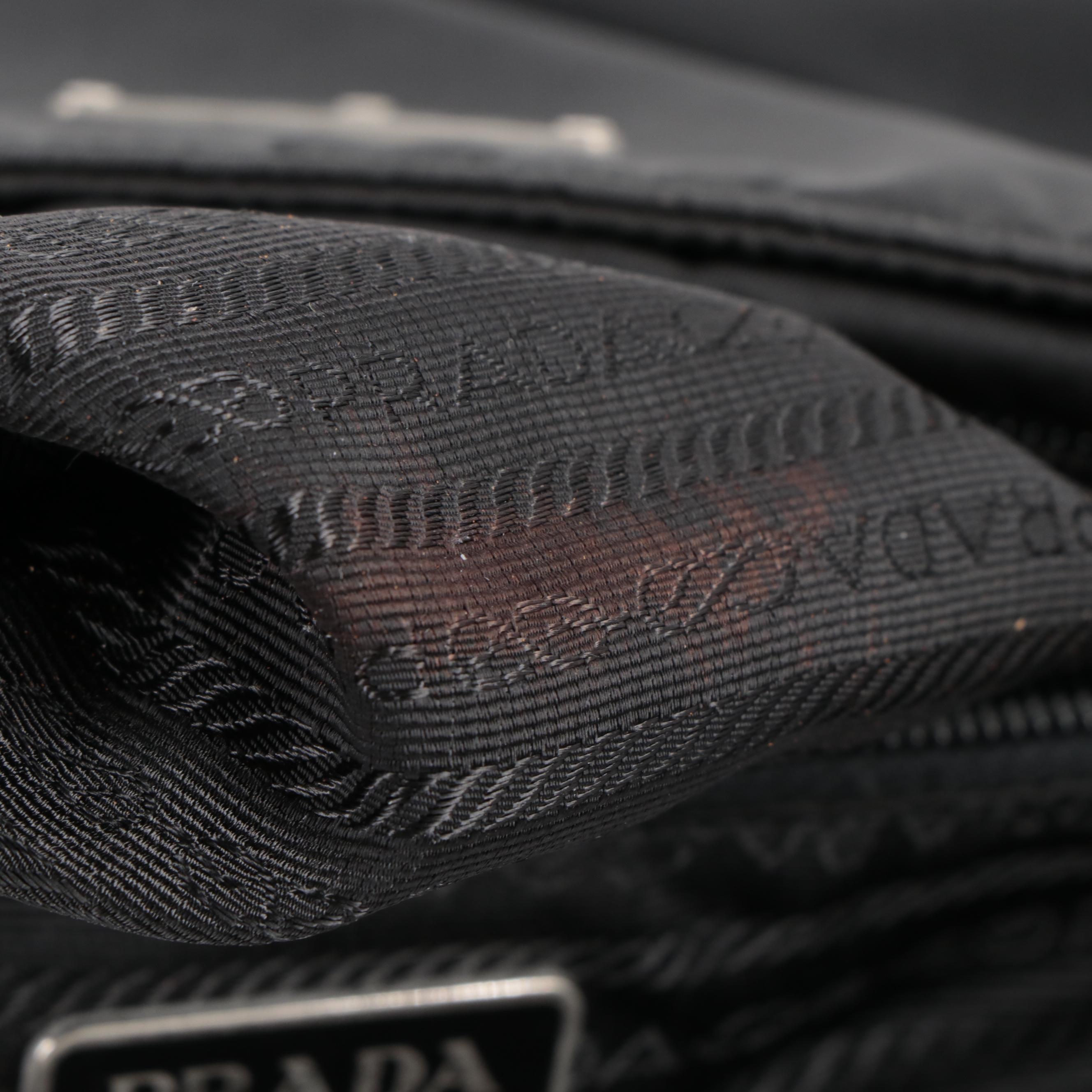 Prada Shoulder Bag in Black Tessuto Nylon and Smooth Leather