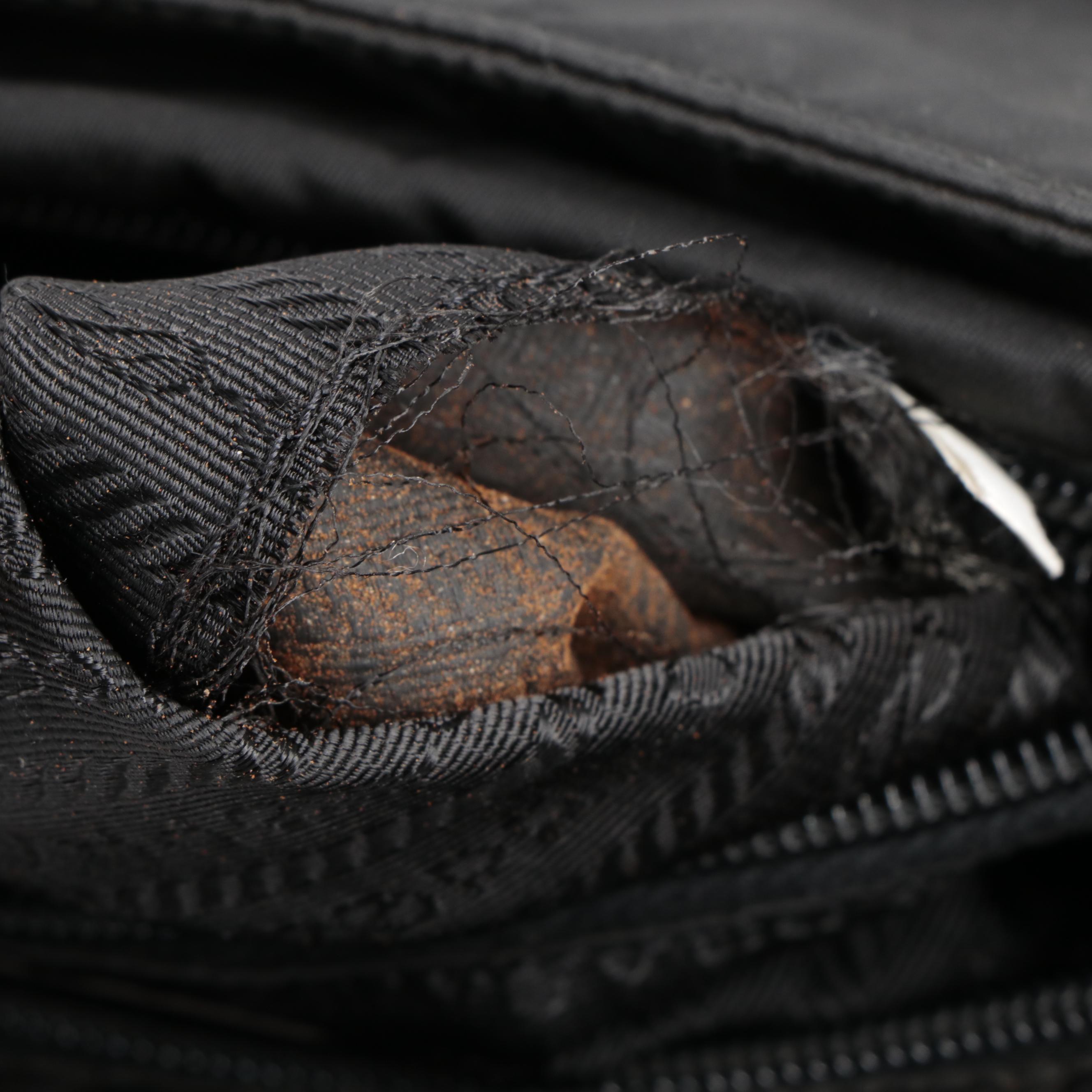 Prada Shoulder Bag in Black Tessuto Nylon and Smooth Leather