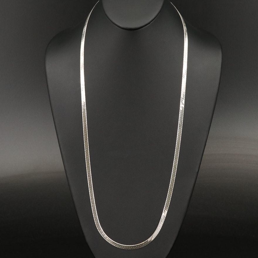 Sterling Silver Herringbone Chain Necklace