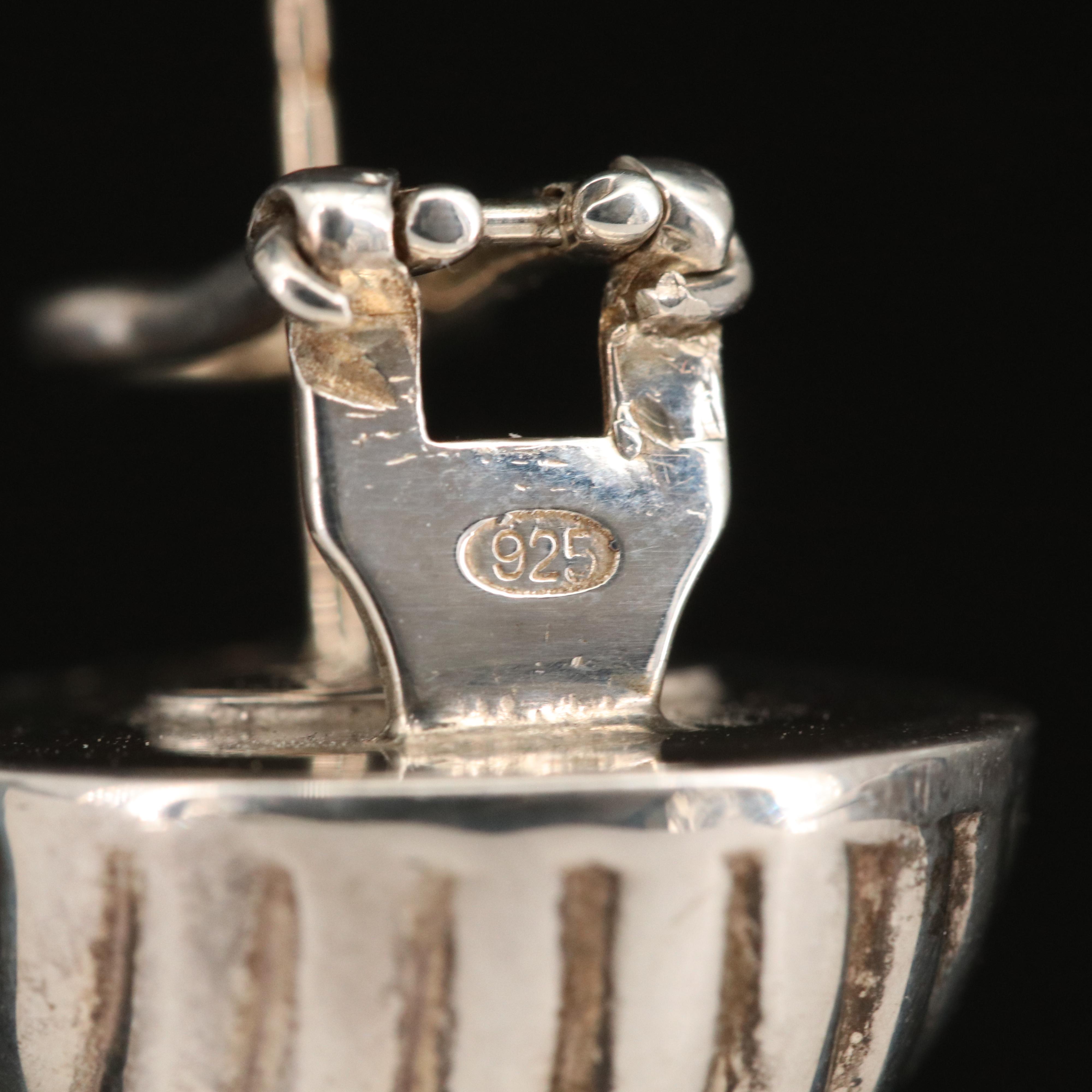 Christian Dior Italian Sterling Fluted Dome Earrings