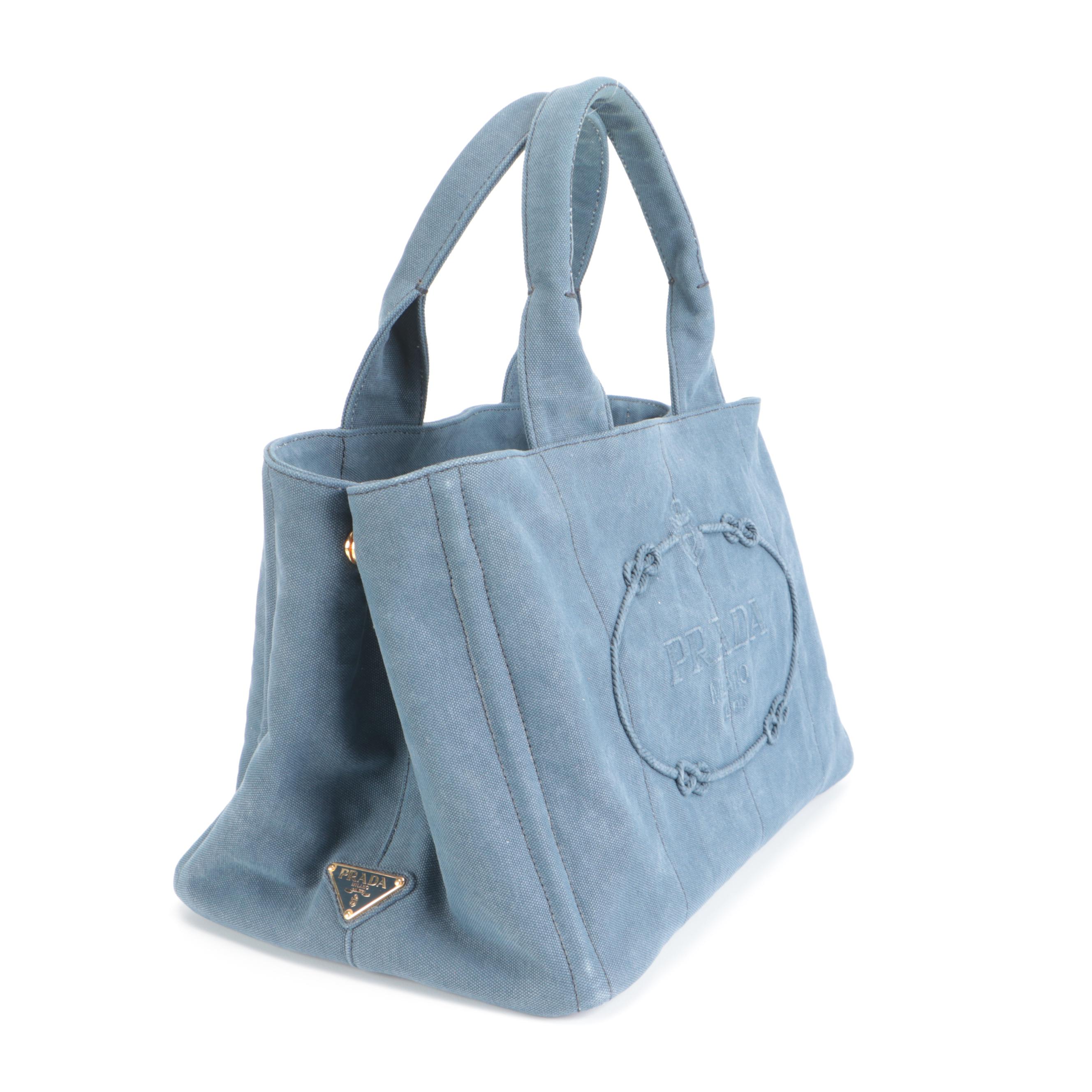 Prada Tote Bag in Blue Canvas
