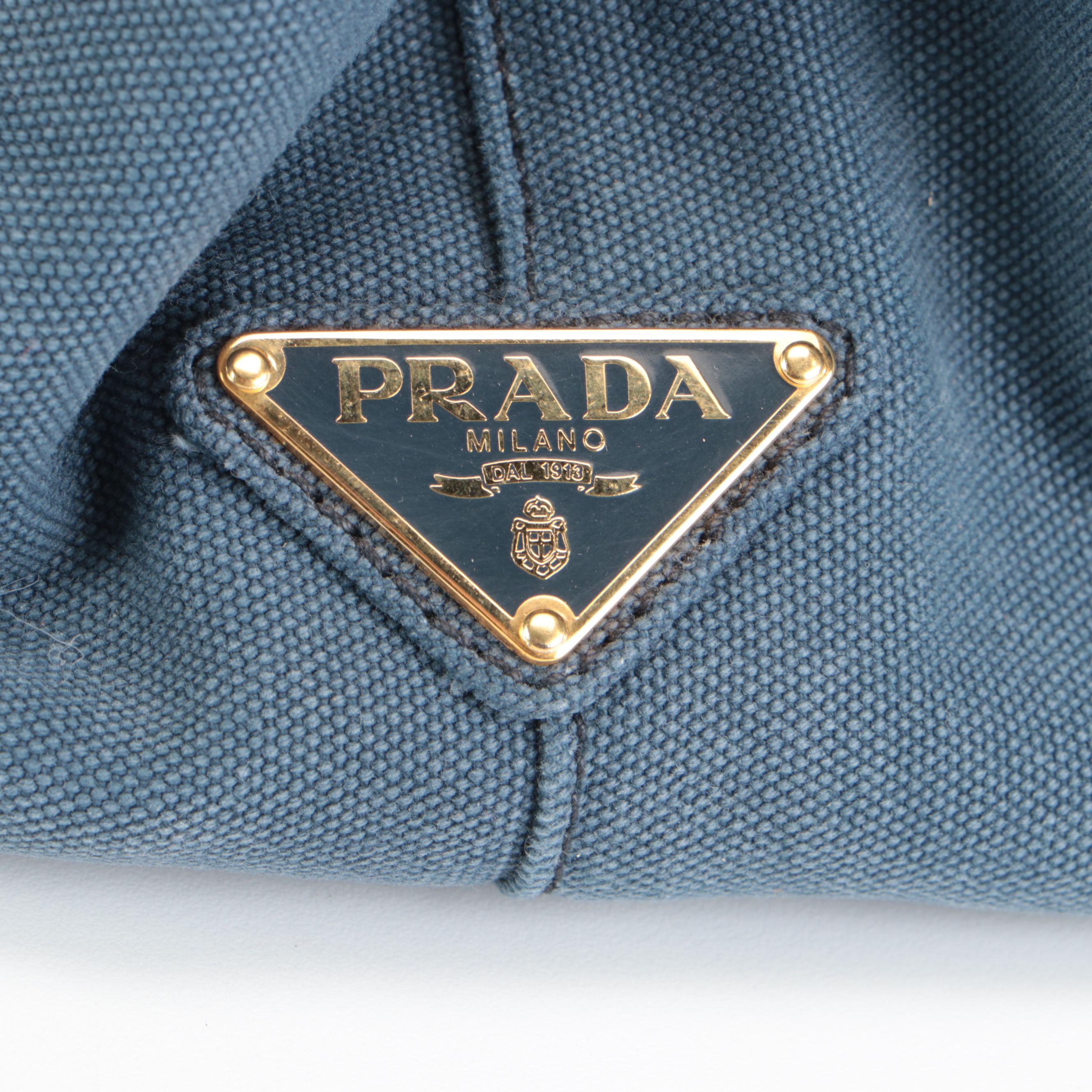 Prada Tote Bag in Blue Canvas