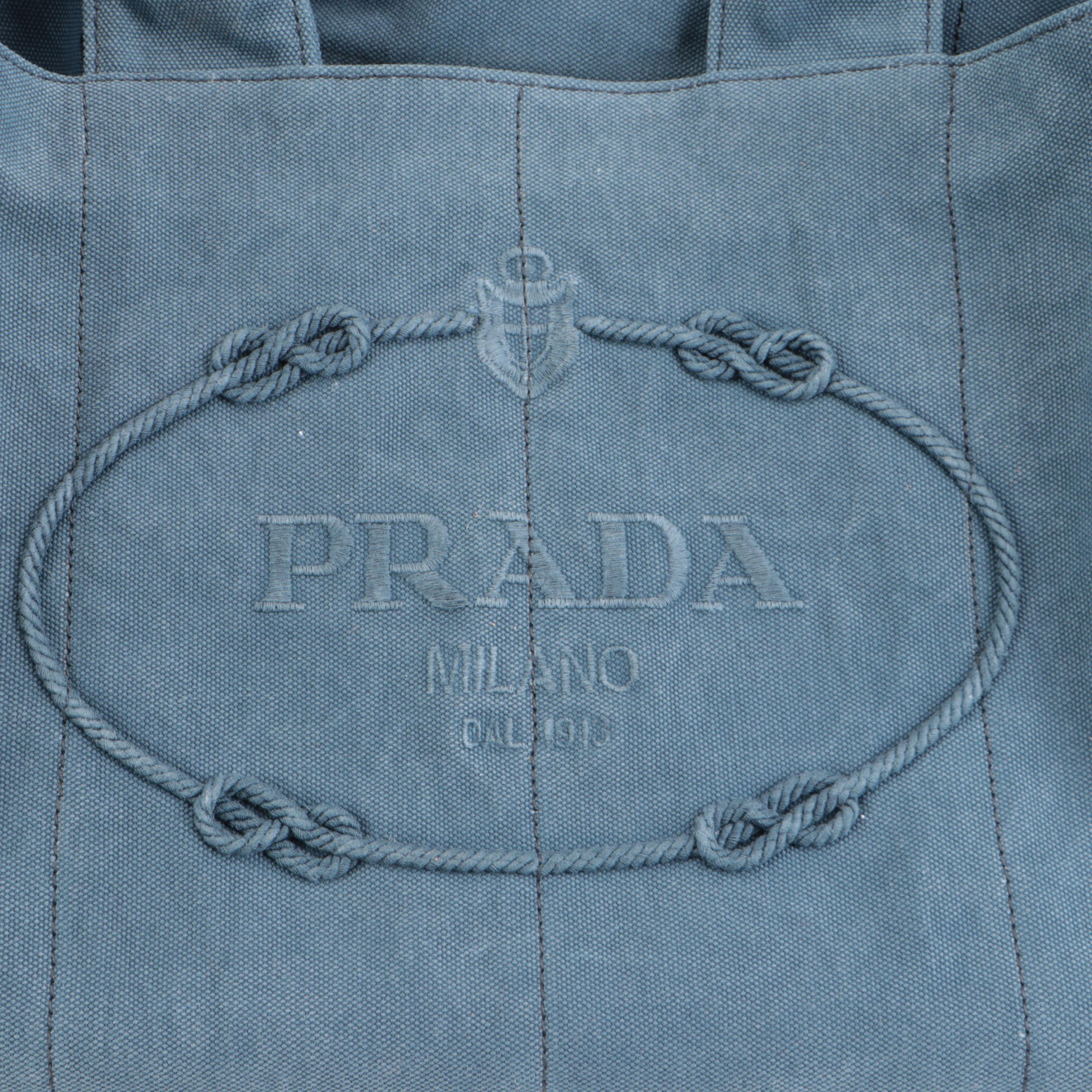 Prada Tote Bag in Blue Canvas