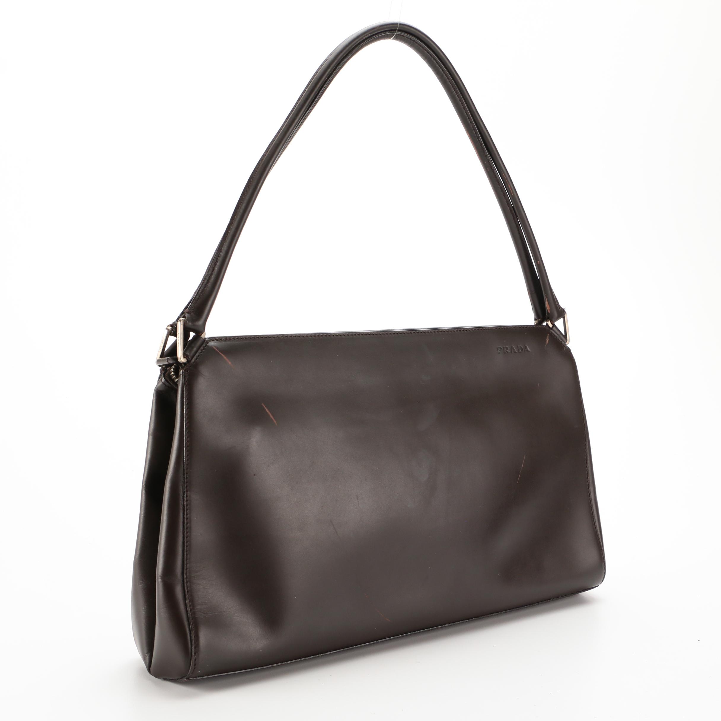 Prada Dark Brown Leather Shoulder Bag