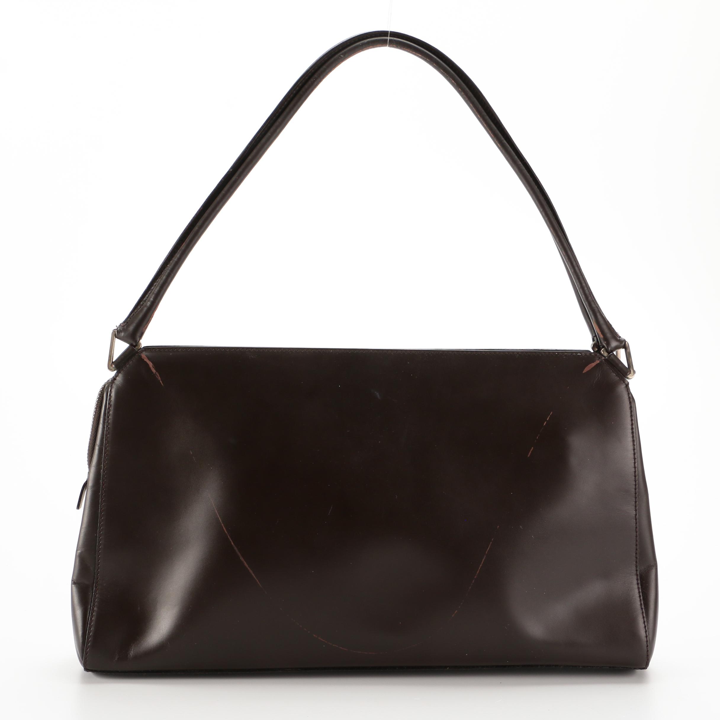 Prada Dark Brown Leather Shoulder Bag