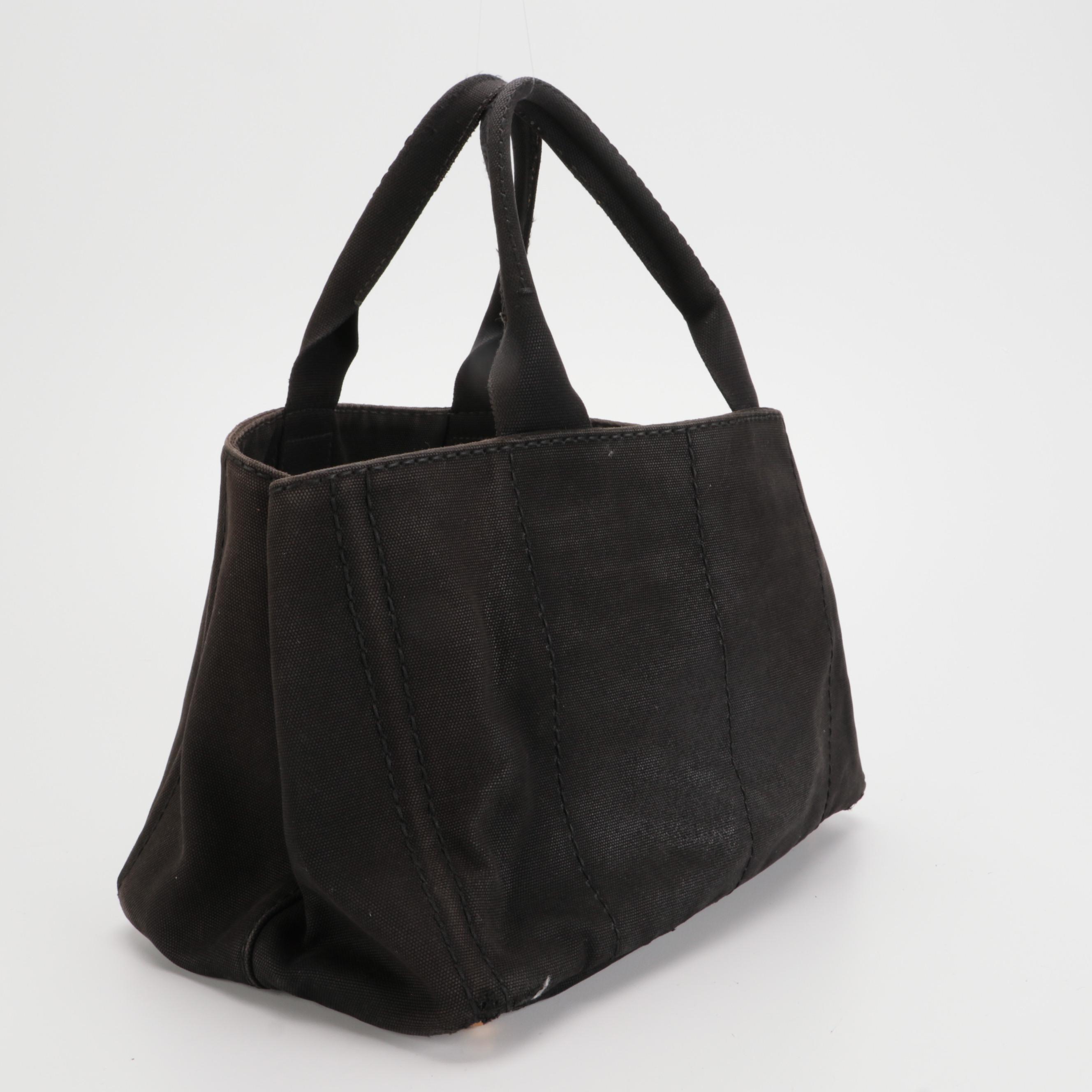 Prada Black Canapa Canvas Tote Bag