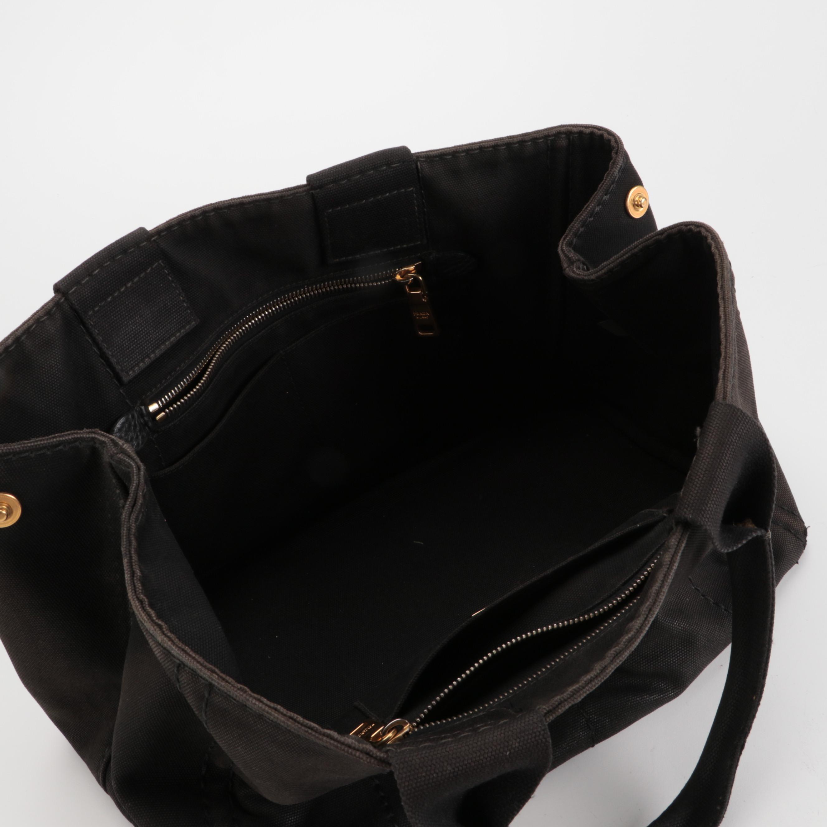 Prada Black Canapa Canvas Tote Bag