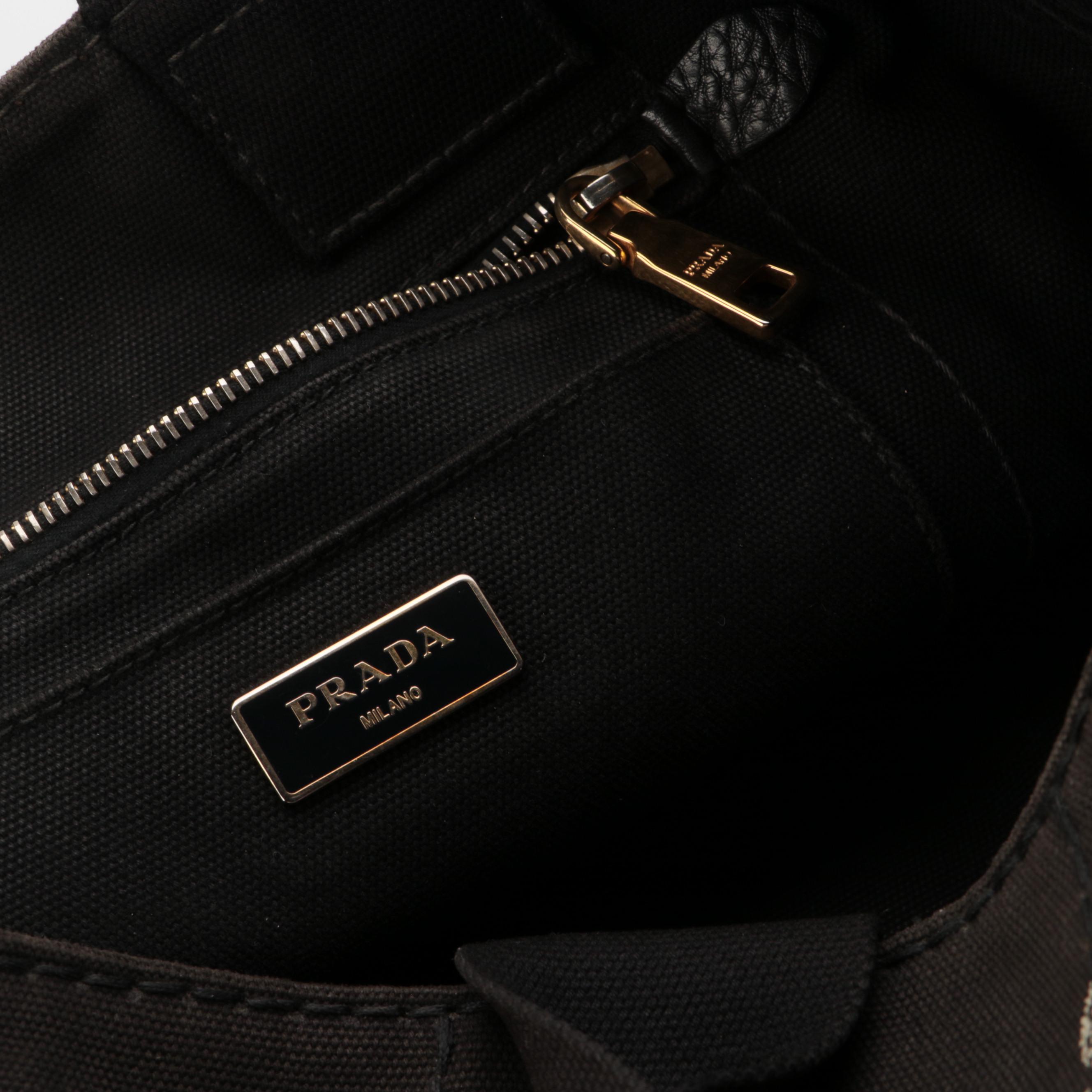 Prada Black Canapa Canvas Tote Bag
