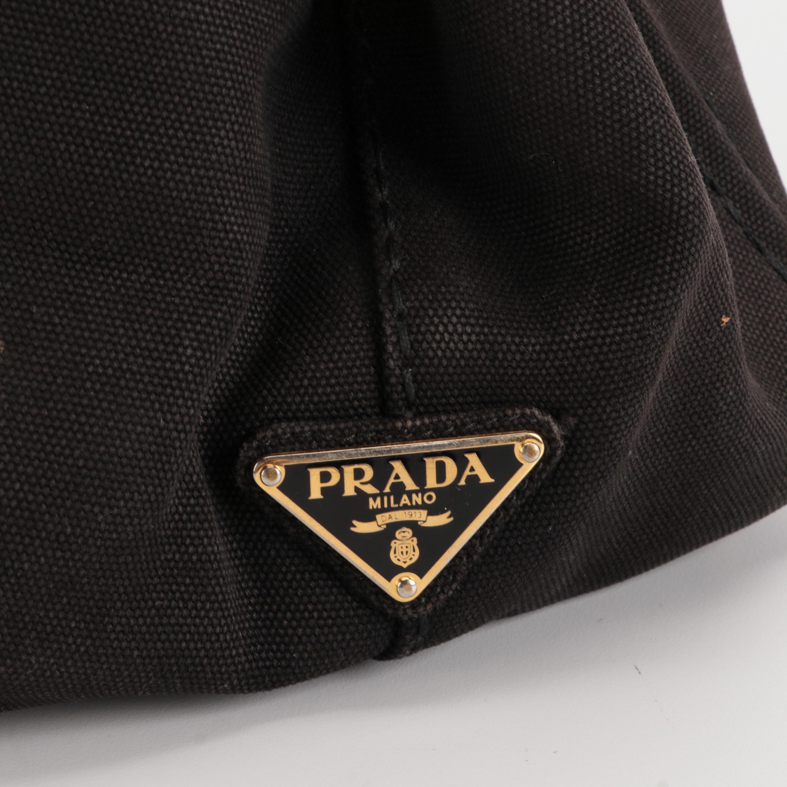 Prada Black Canapa Canvas Tote Bag