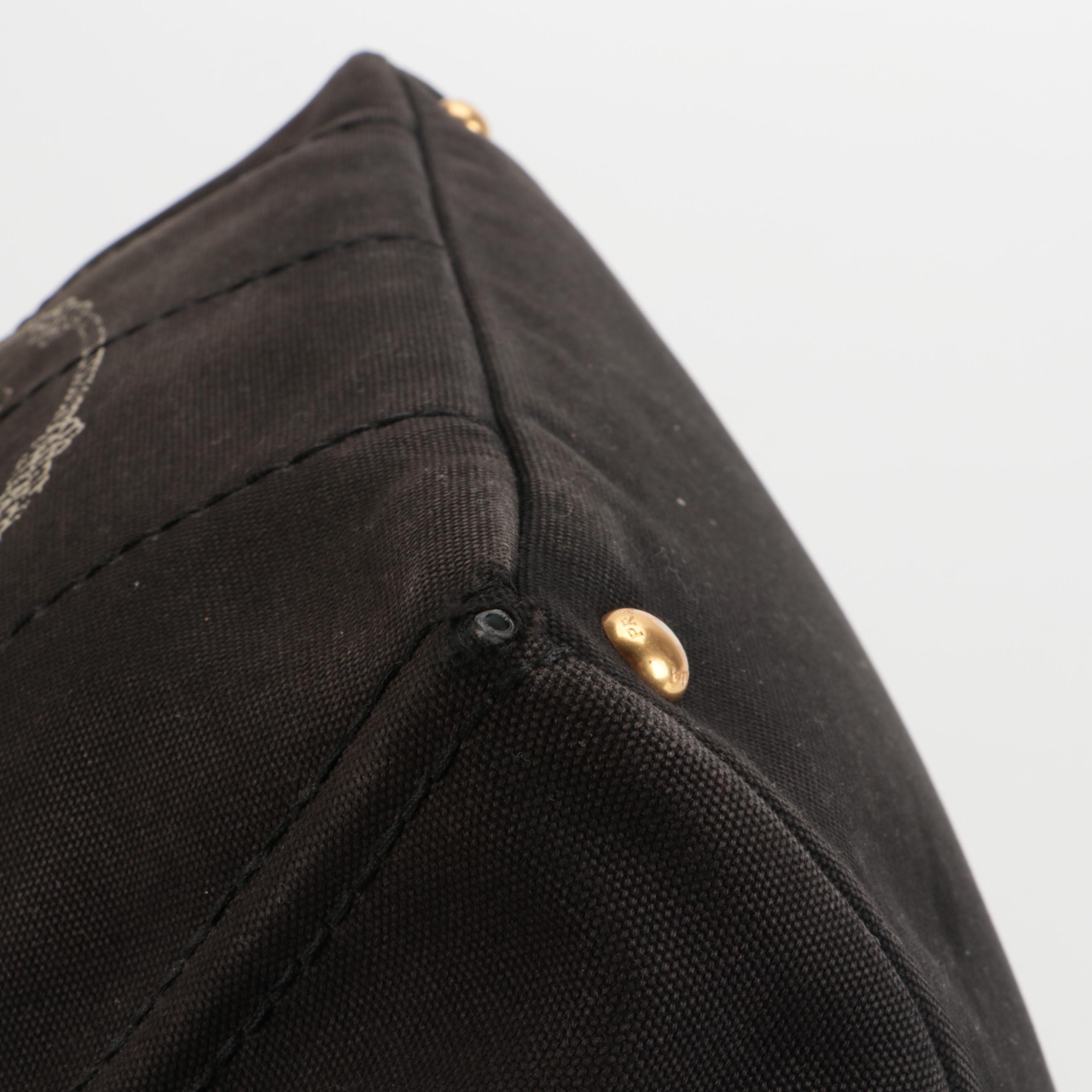 Prada Black Canapa Canvas Tote Bag