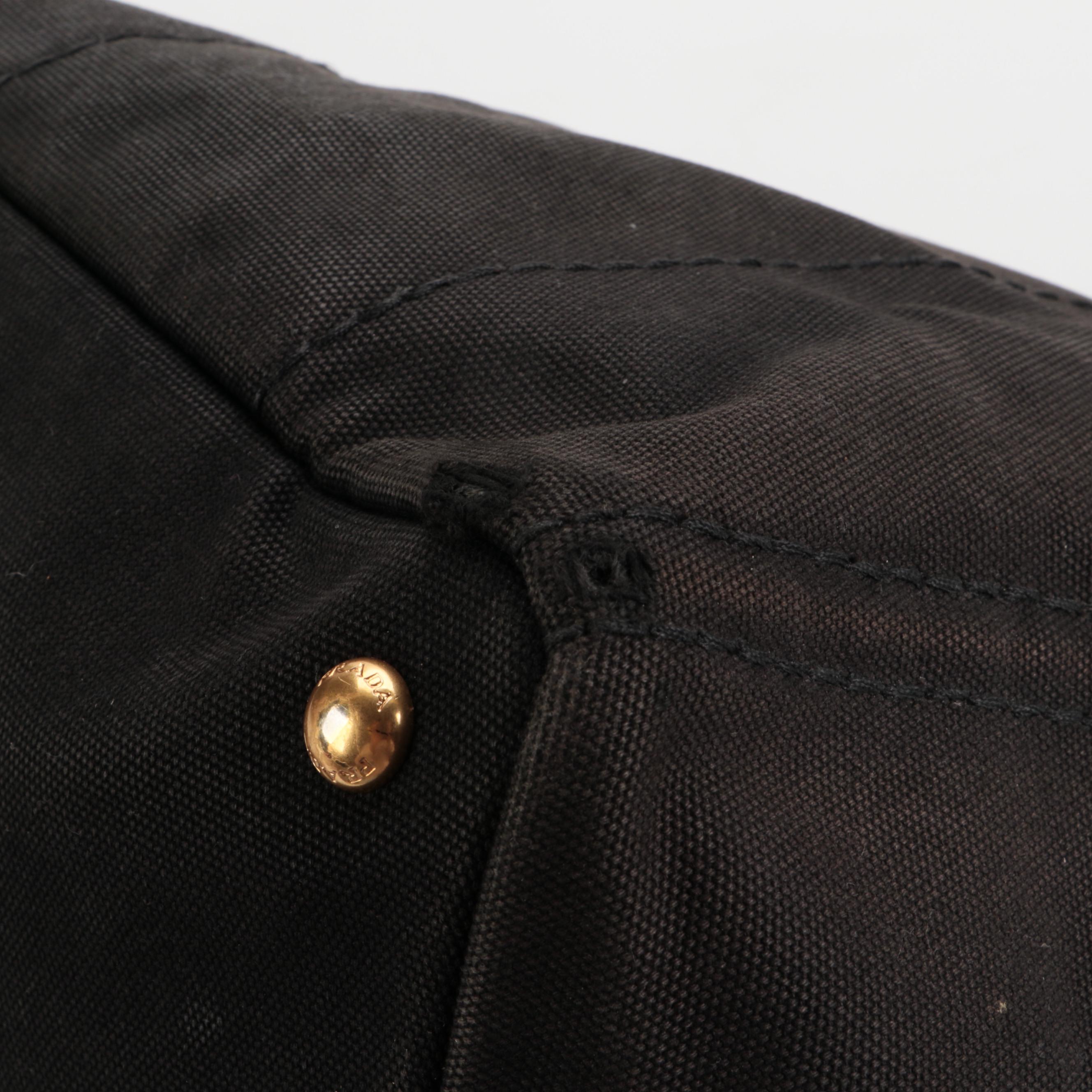 Prada Black Canapa Canvas Tote Bag