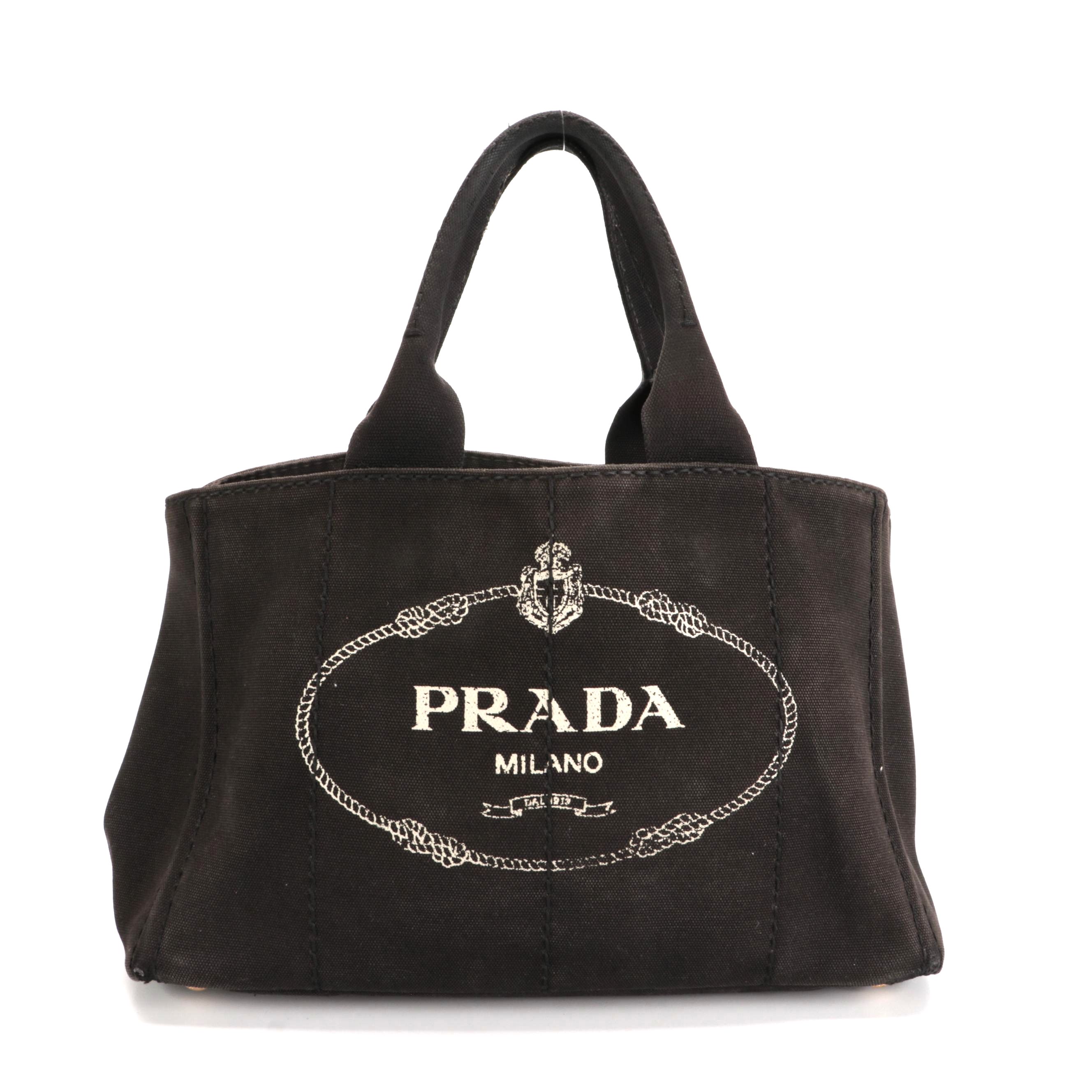 Prada Black Canapa Canvas Tote Bag