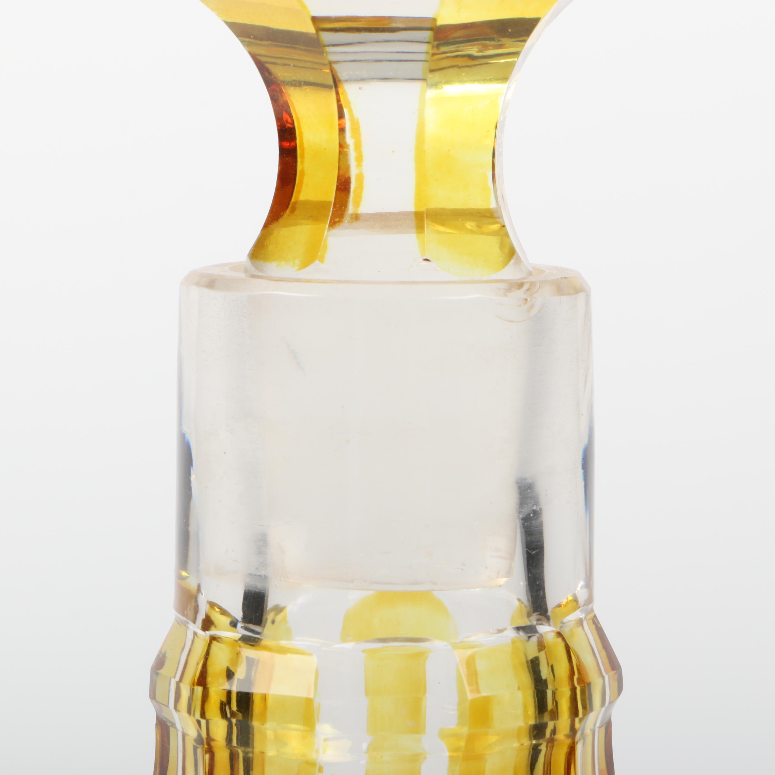 Bohemian Amber Cut and Etched to Clear Decanter, Late 19th/ Early 20th Century