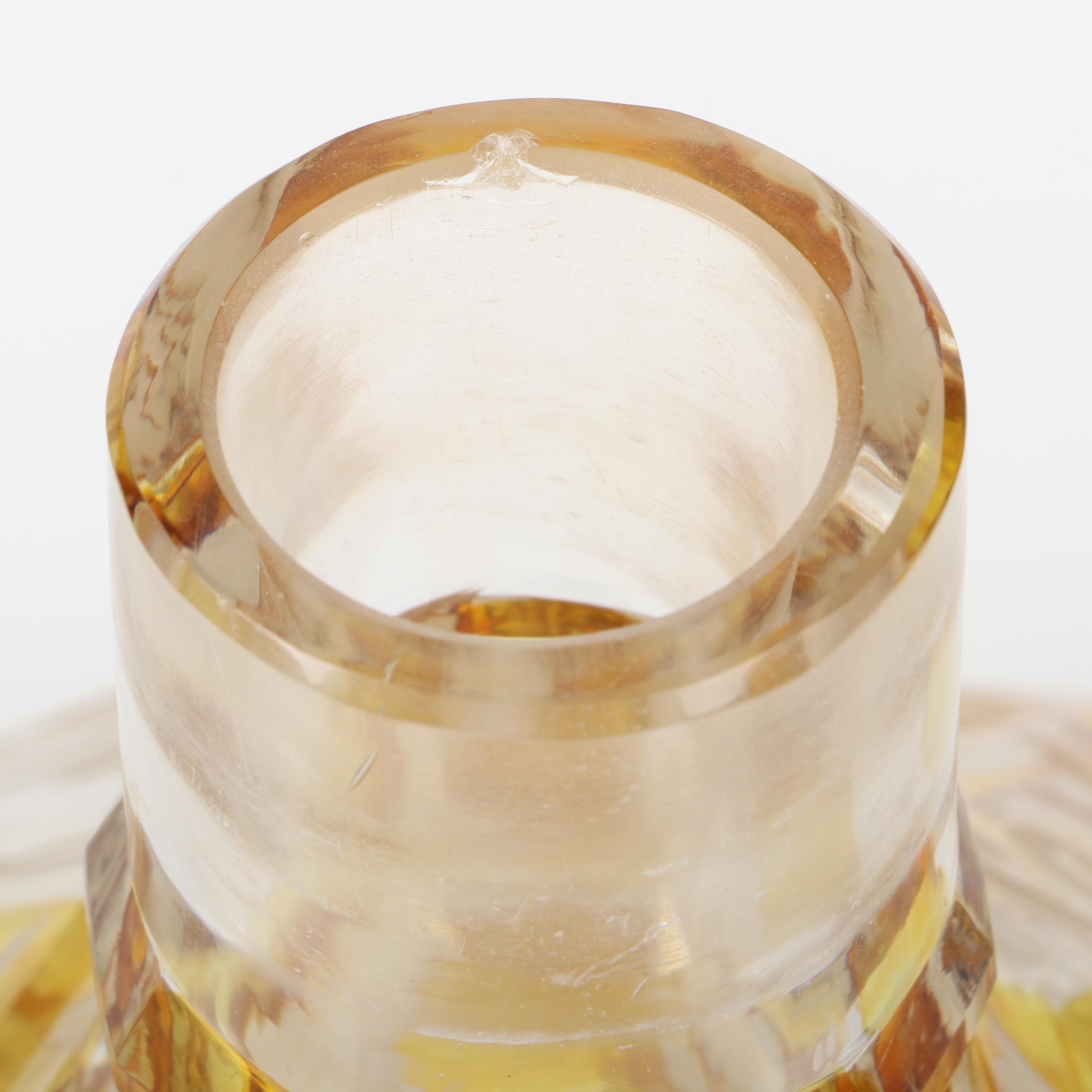 Bohemian Amber Cut and Etched to Clear Decanter, Late 19th/ Early 20th Century