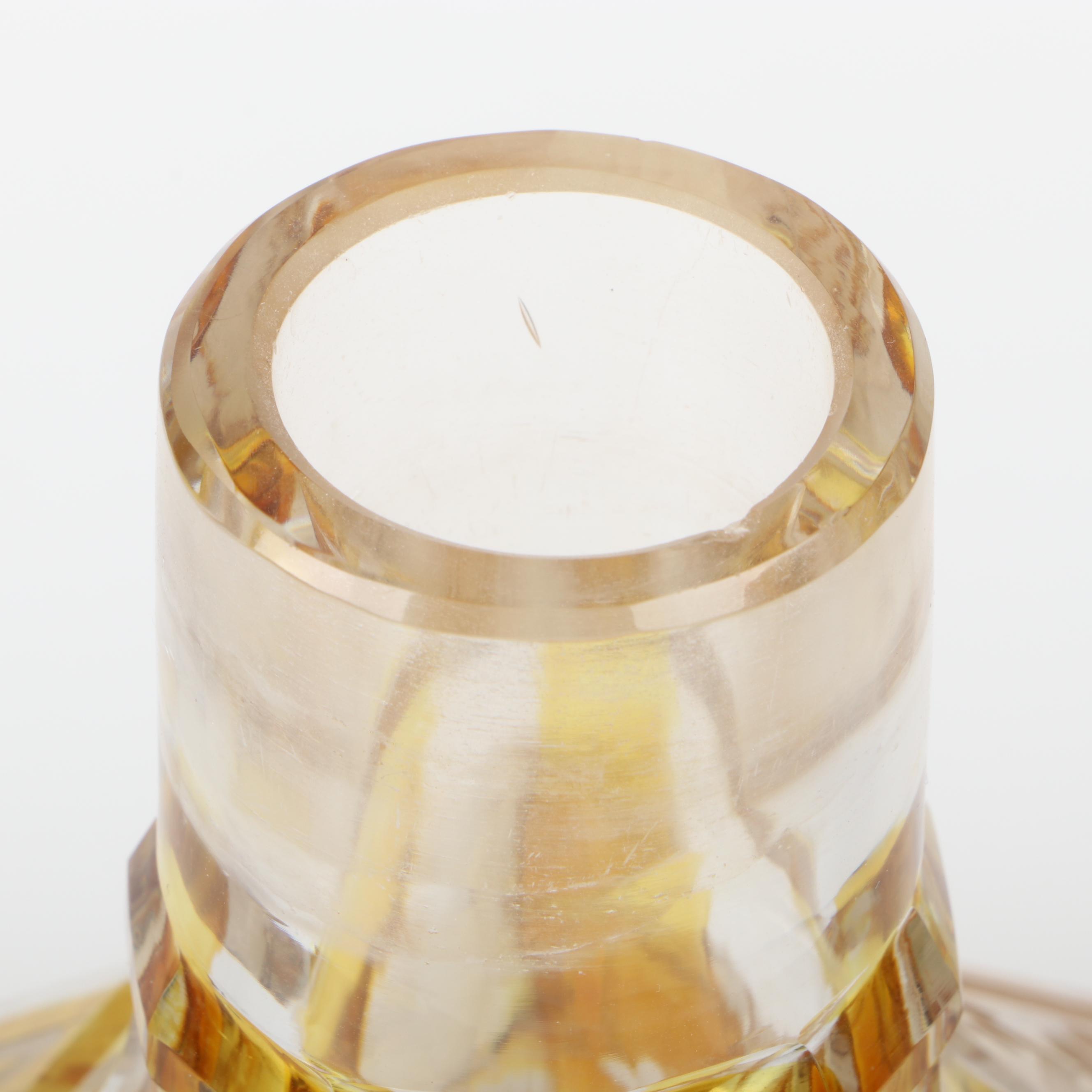 Bohemian Amber Cut and Etched to Clear Decanter, Late 19th/ Early 20th Century