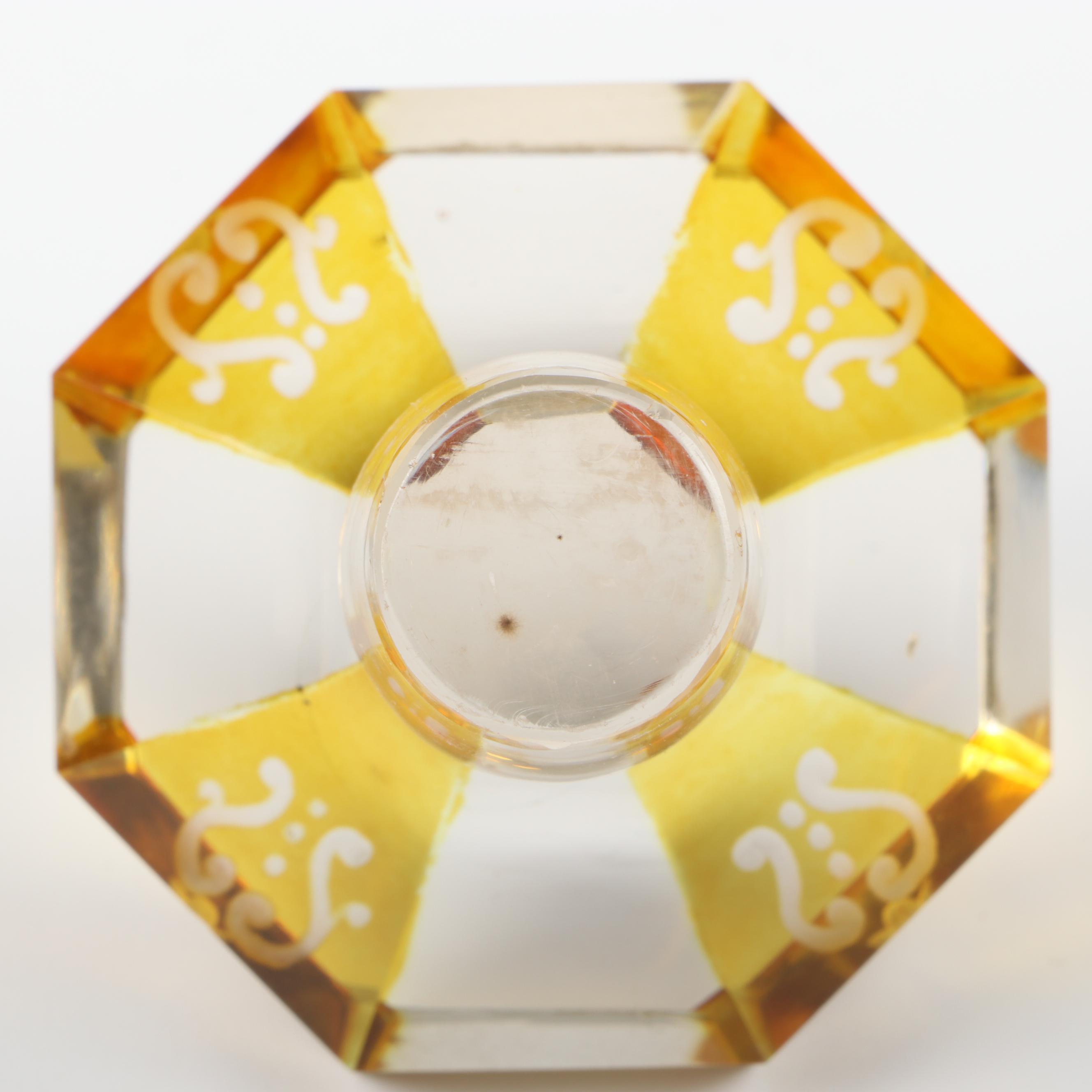 Bohemian Amber Cut and Etched to Clear Decanter, Late 19th/ Early 20th Century