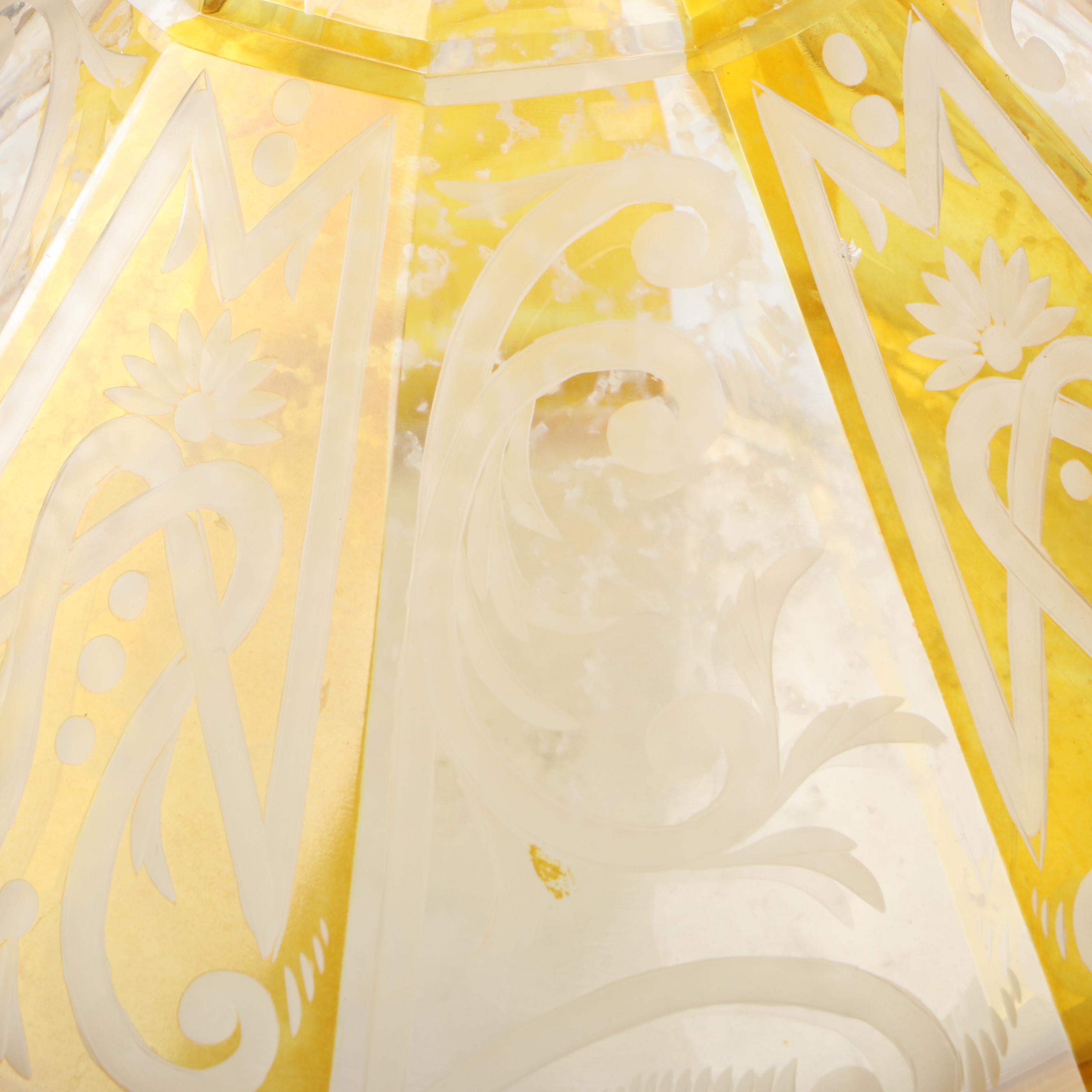 Bohemian Amber Cut and Etched to Clear Decanter, Late 19th/ Early 20th Century