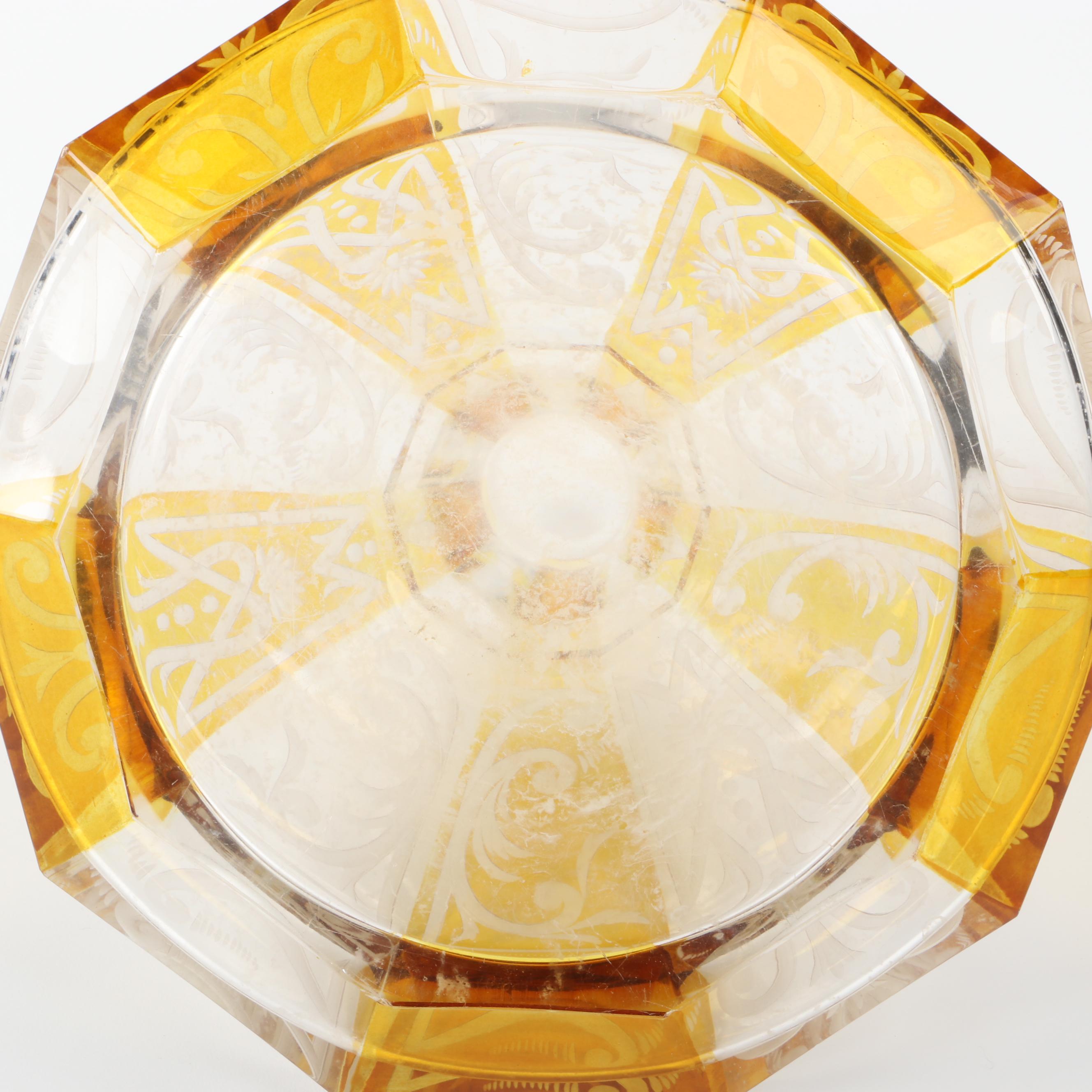 Bohemian Amber Cut and Etched to Clear Decanter, Late 19th/ Early 20th Century