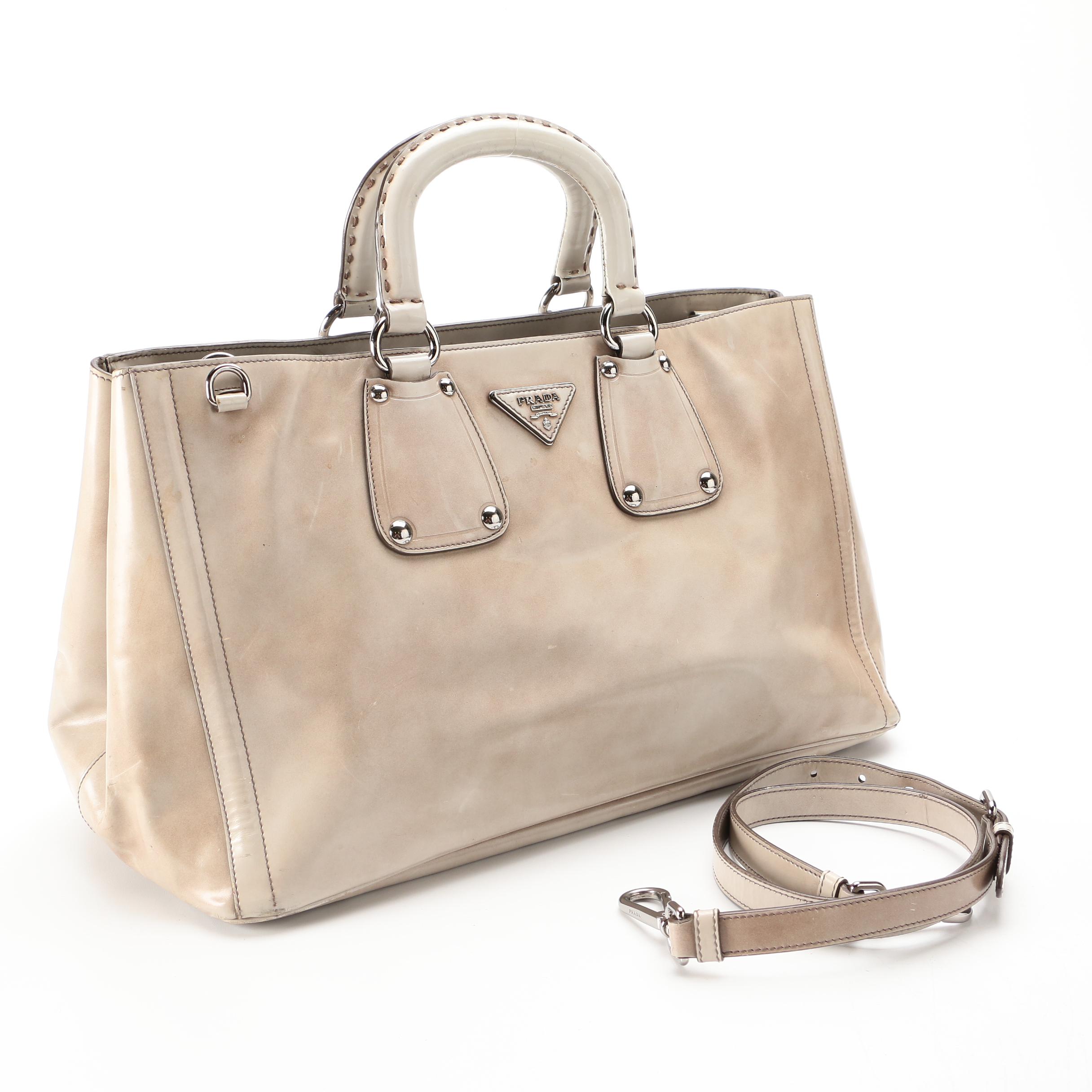 Prada Two-Way Bauletto Bag in Glace Calfskin Leather