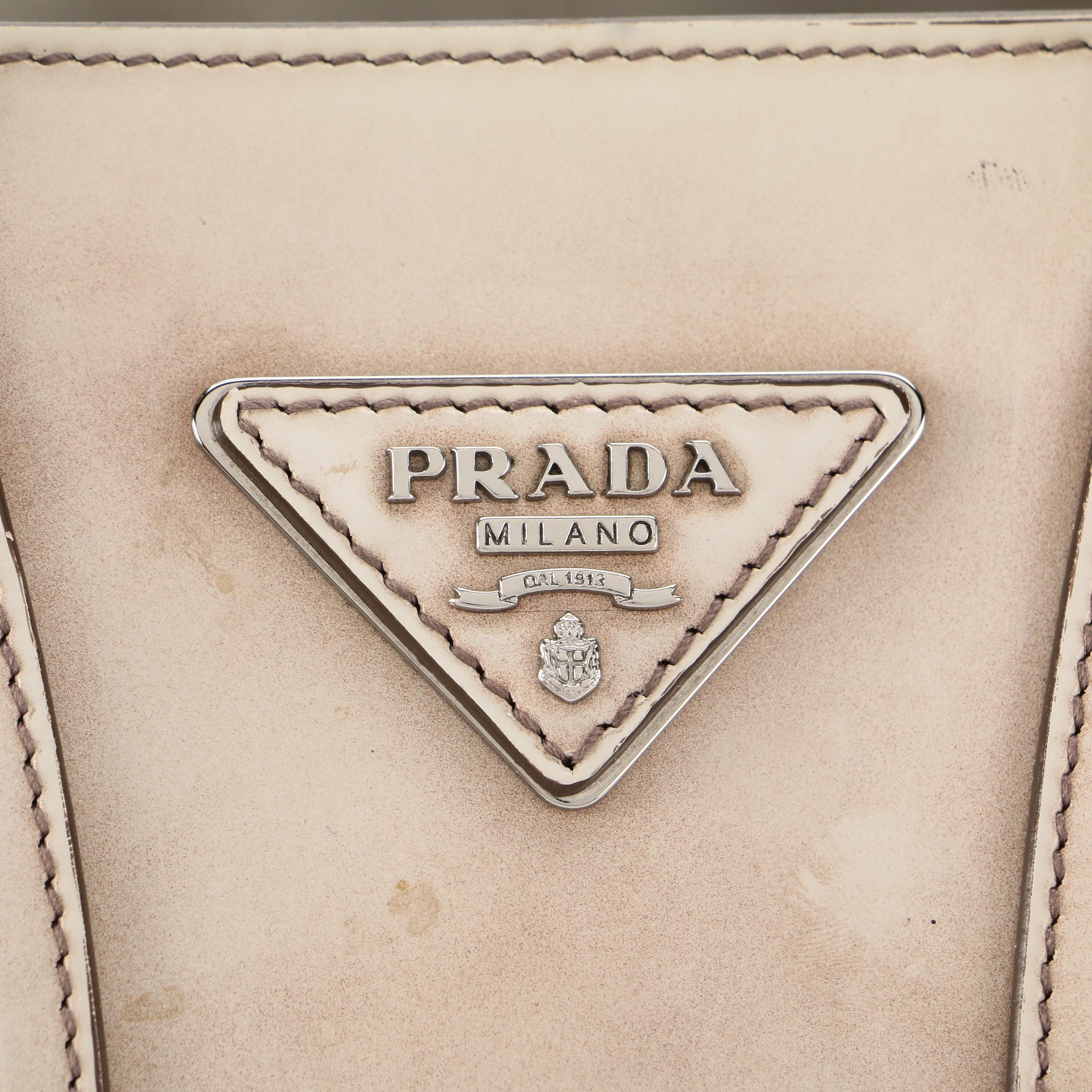 Prada Two-Way Bauletto Bag in Glace Calfskin Leather