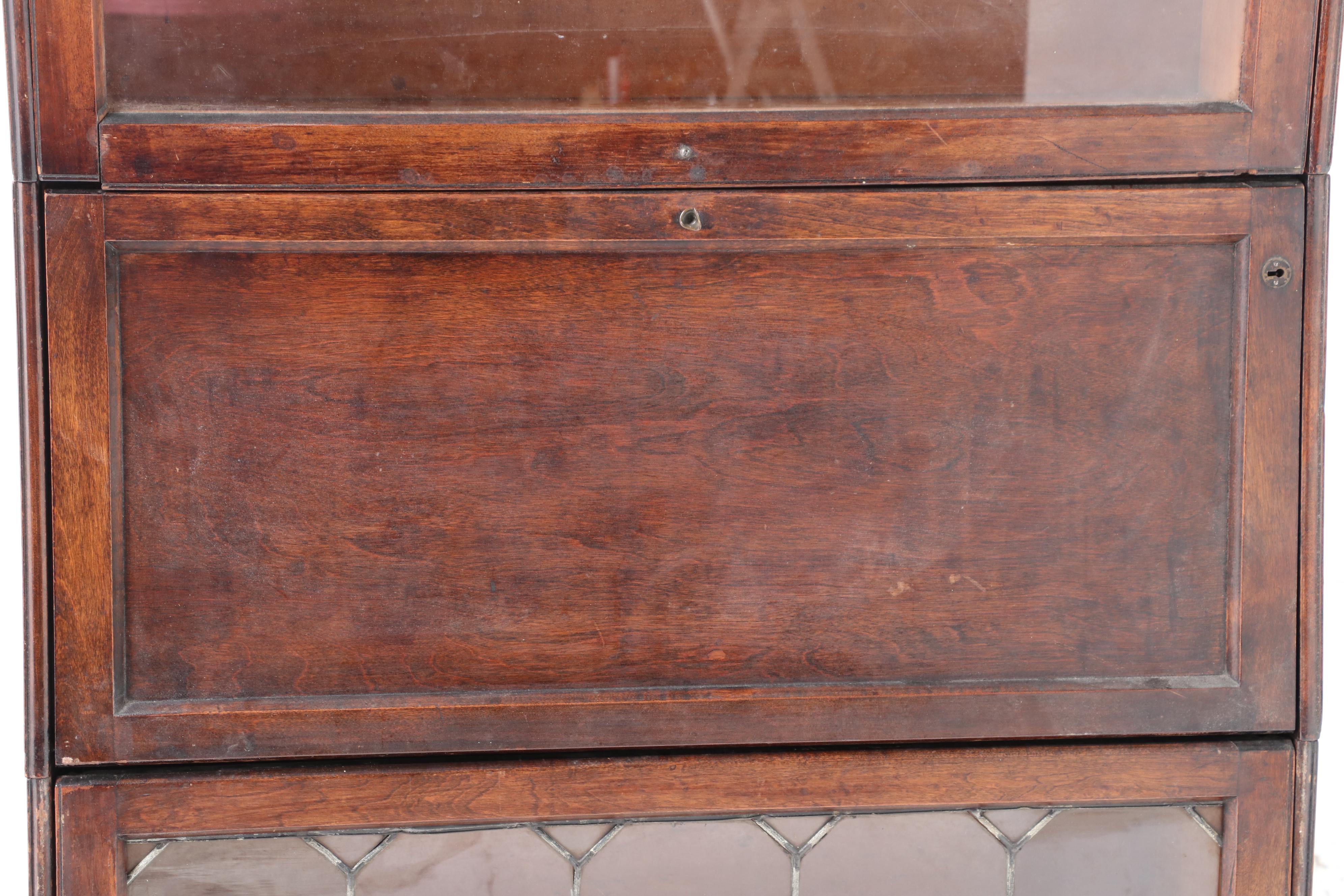 Camden Cabinet Co. "Hale" Mahogany & Leaded Glass Barrister's Secretary Bookcase