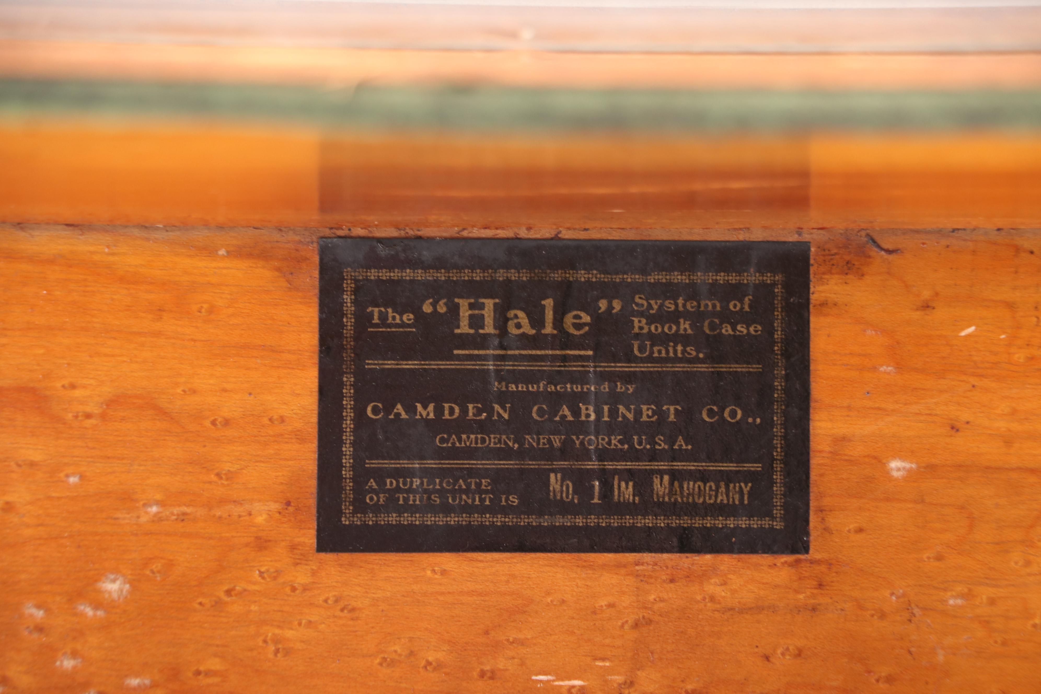 Camden Cabinet Co. "Hale" Mahogany & Leaded Glass Barrister's Secretary Bookcase