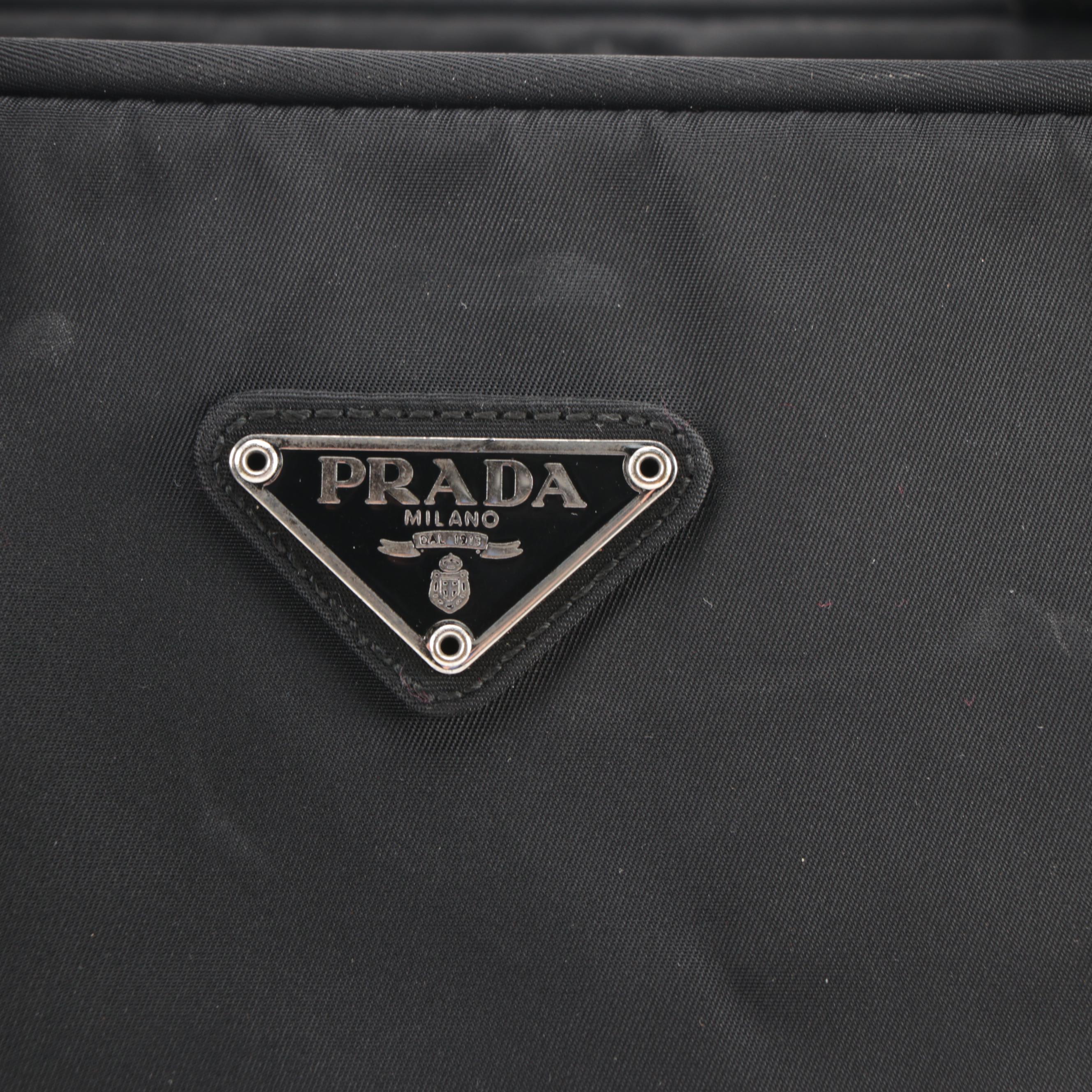 Prada Laptop Top Handle Bag in Black Tessuto Nylon