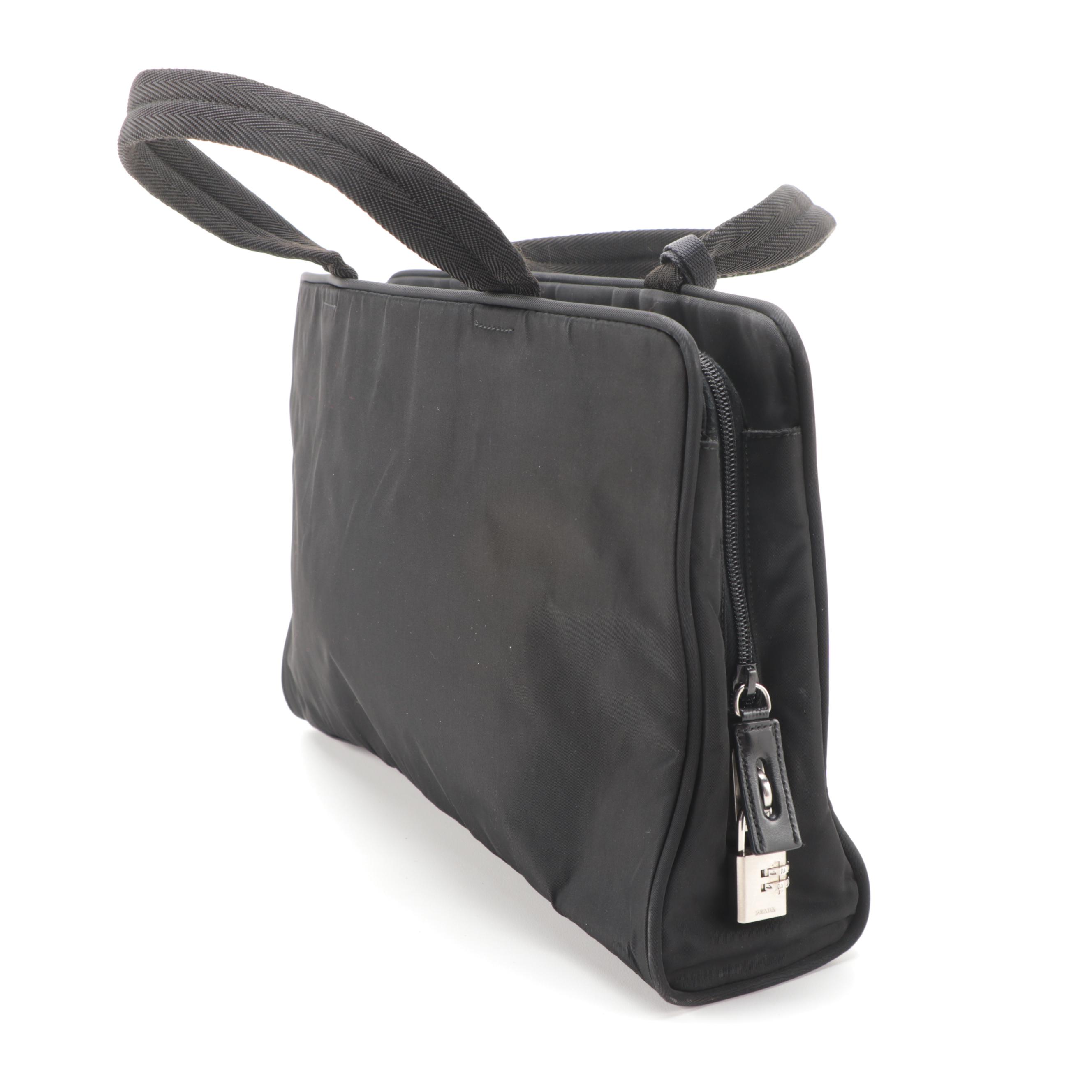 Prada Laptop Top Handle Bag in Black Tessuto Nylon