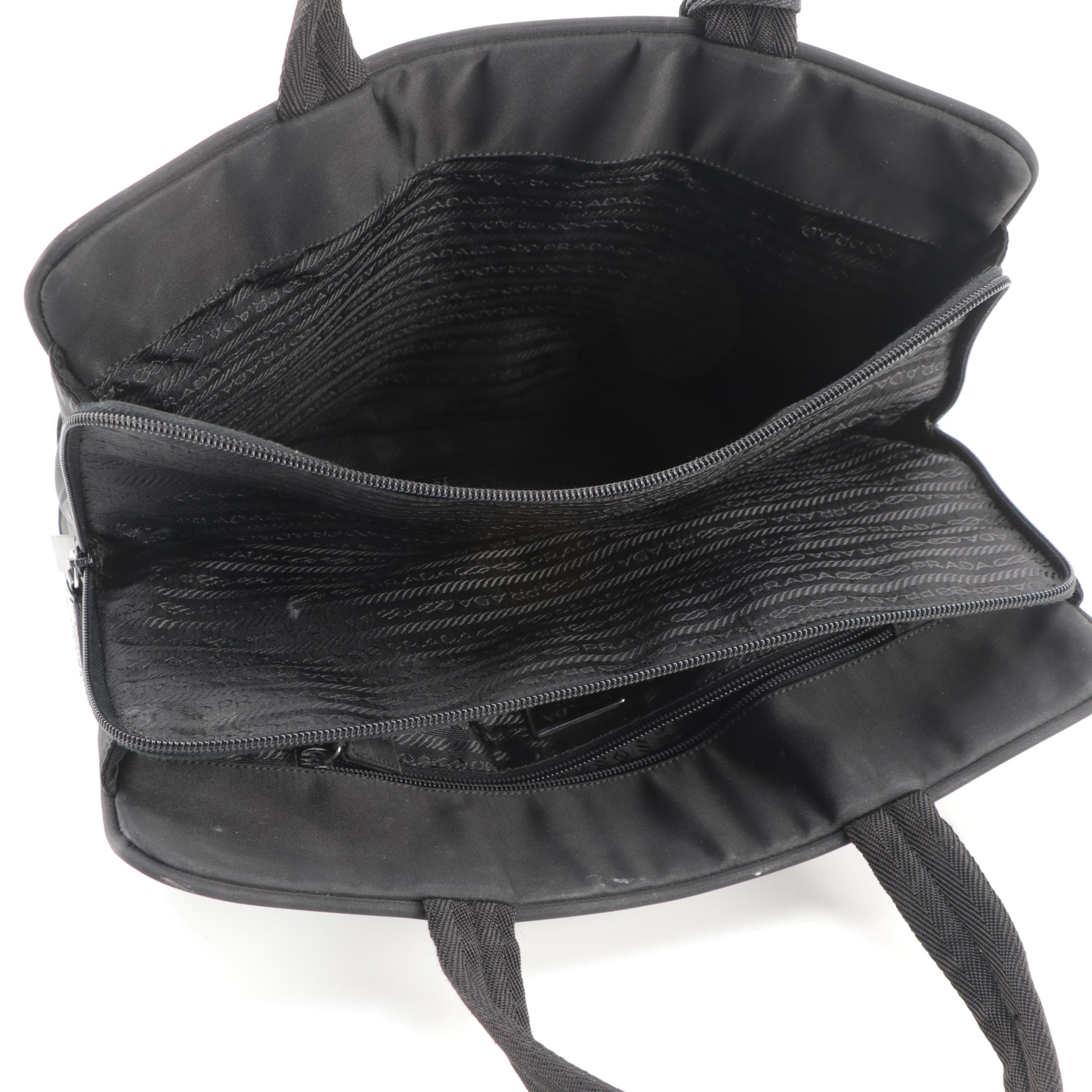 Prada Laptop Top Handle Bag in Black Tessuto Nylon