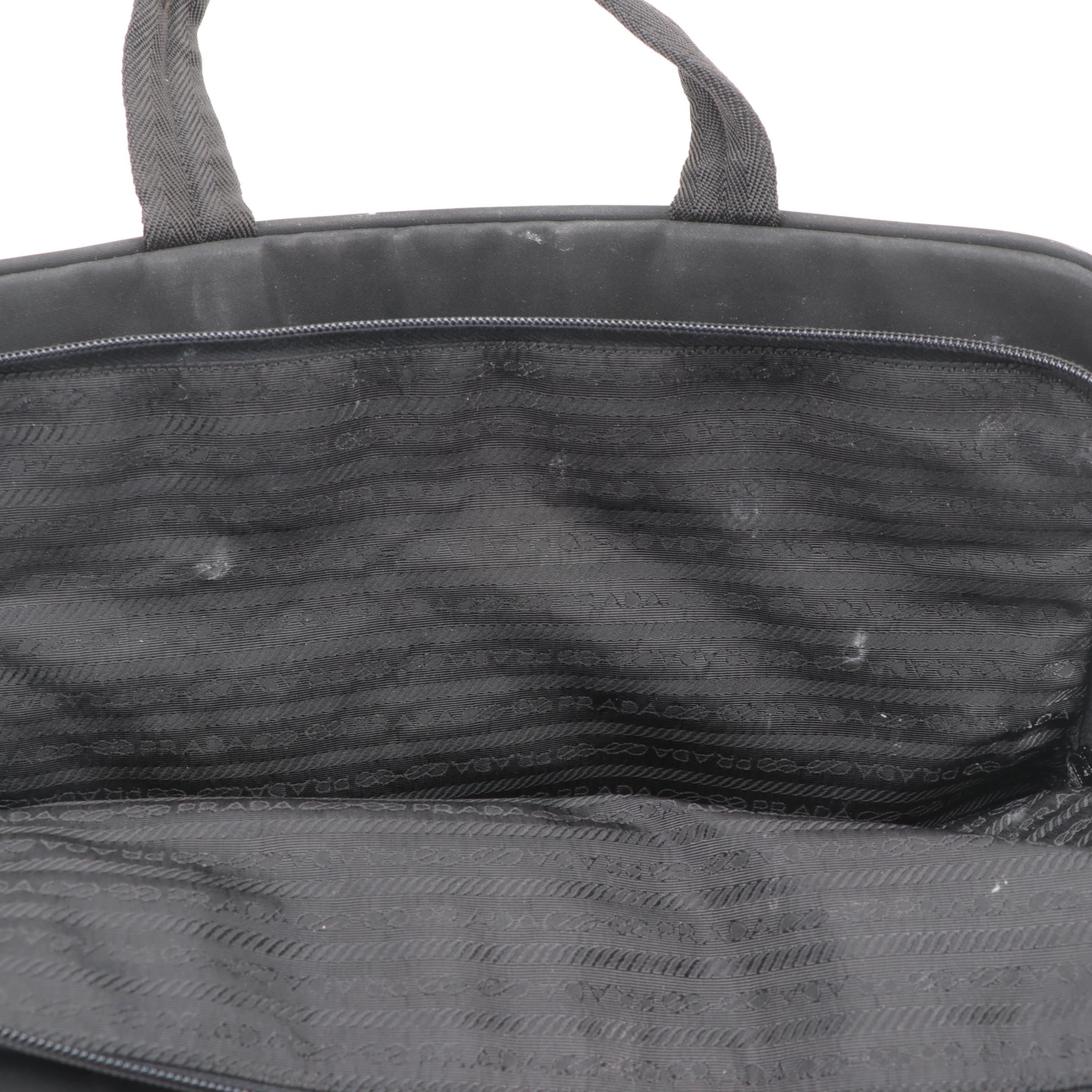 Prada Laptop Top Handle Bag in Black Tessuto Nylon