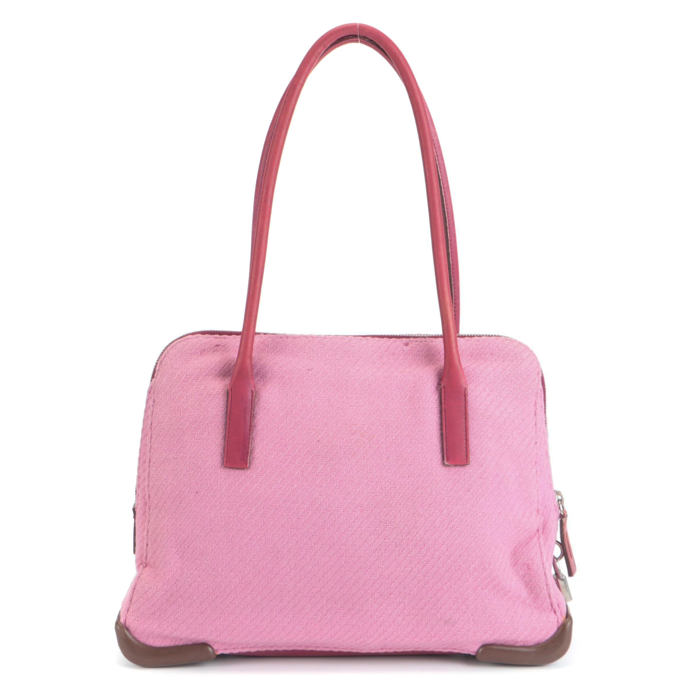 Prada Pink Wool and Leather Shoulder Bag