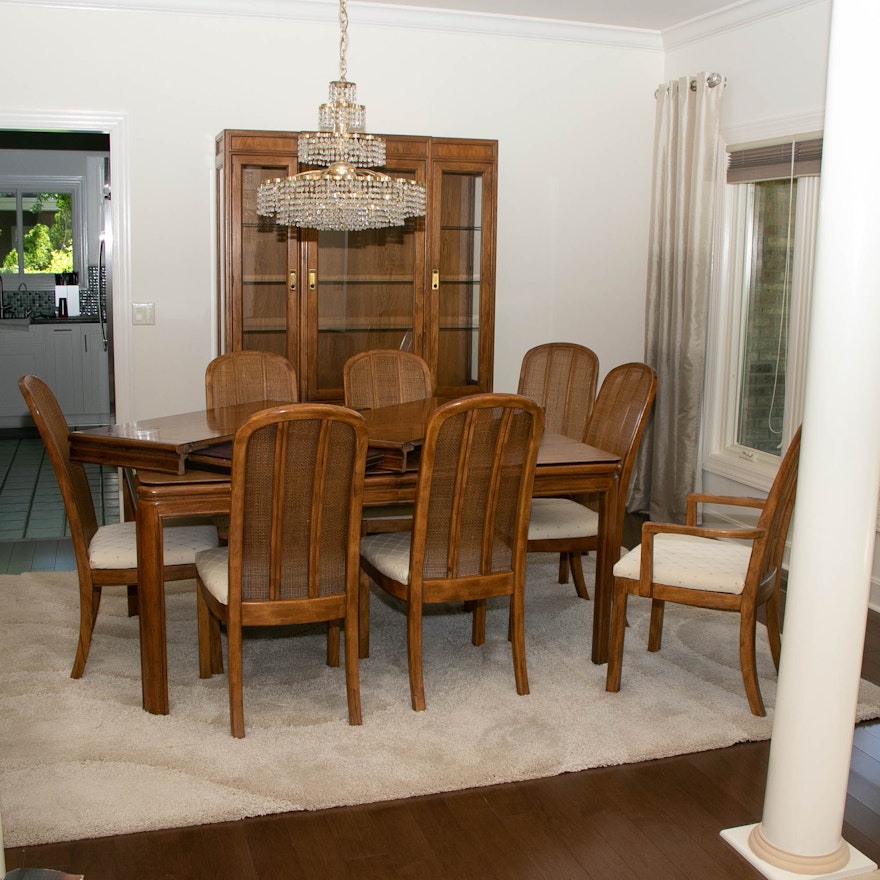 Drexel-Heritage "Passage" Oak Dining Table and Chairs