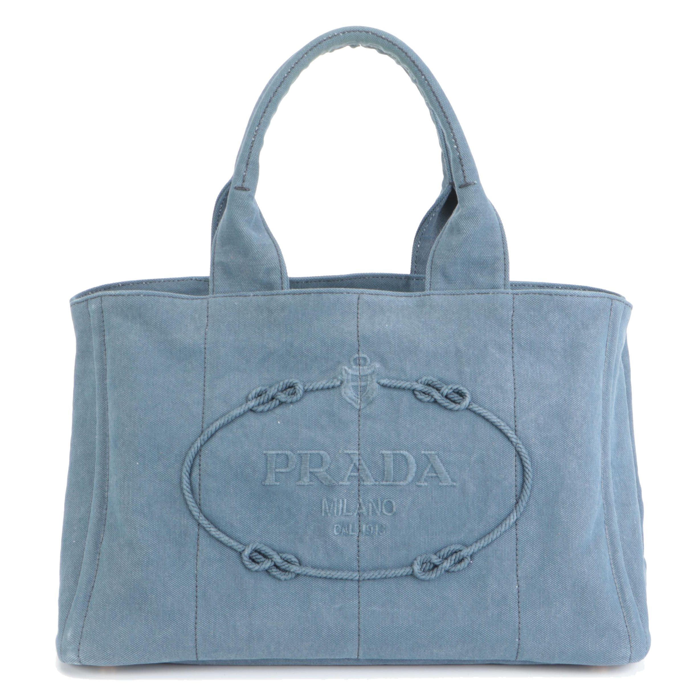 Prada Tote Bag in Blue Canvas