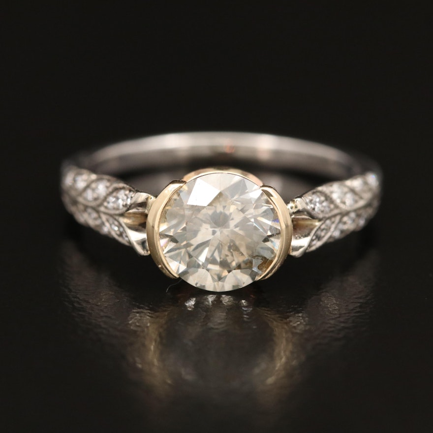 Jeff Cooper 14K 1.66 Diamond Ring with GIA Diamond Grading Report