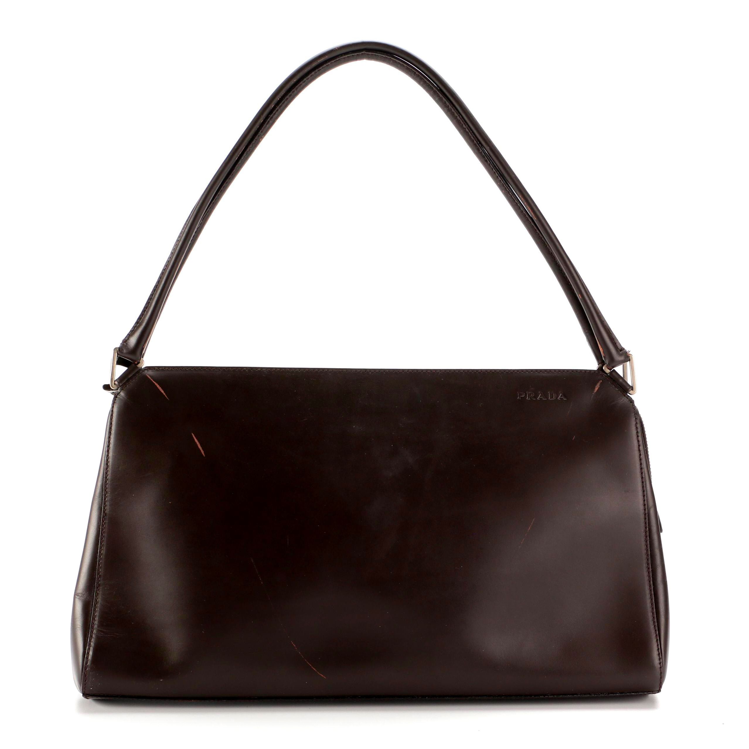 Prada Dark Brown Leather Shoulder Bag