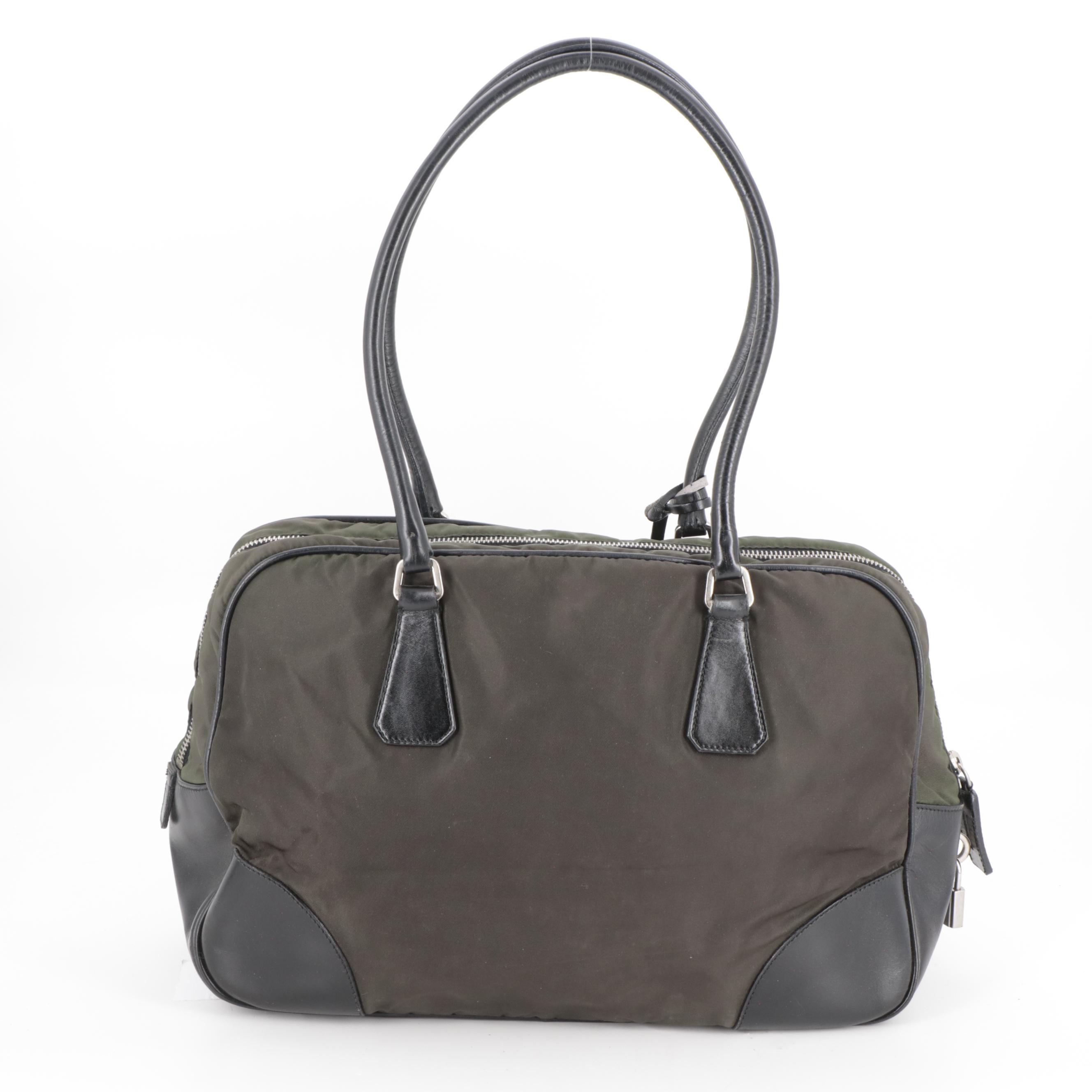 Prada Tessuto Nylon and Leather Top Handle Bag