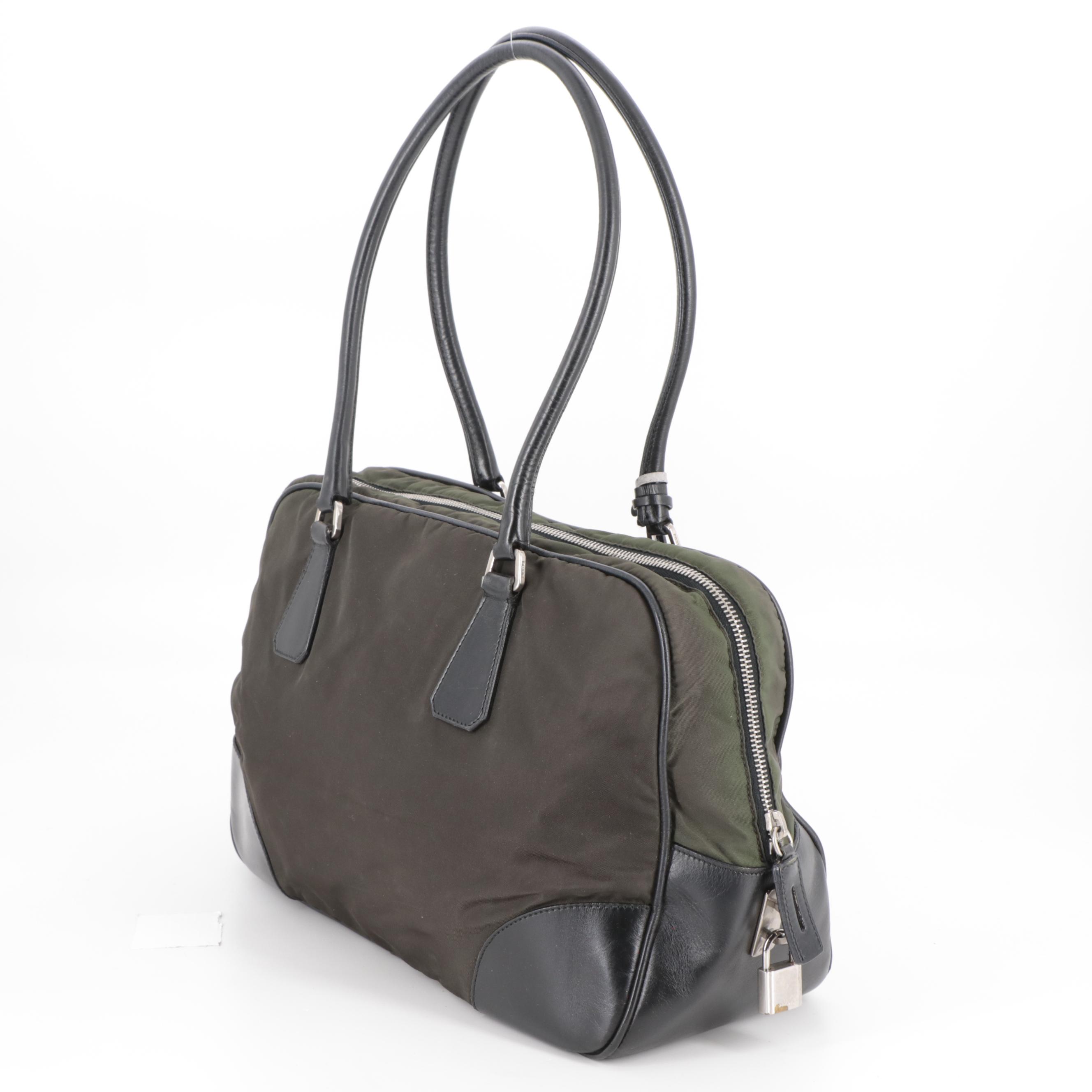 Prada Tessuto Nylon and Leather Top Handle Bag