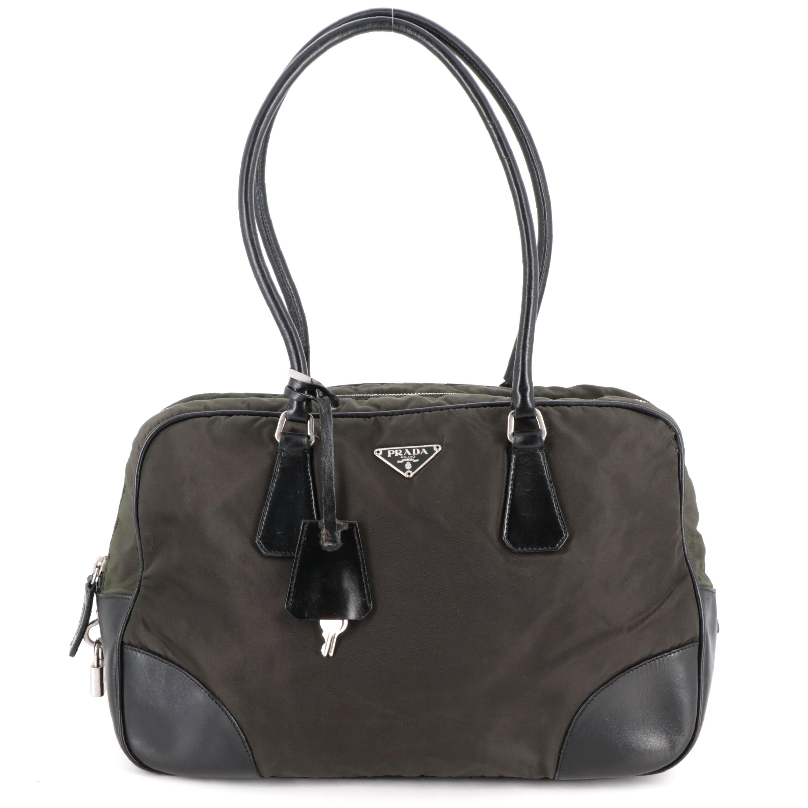 Prada Tessuto Nylon and Leather Top Handle Bag