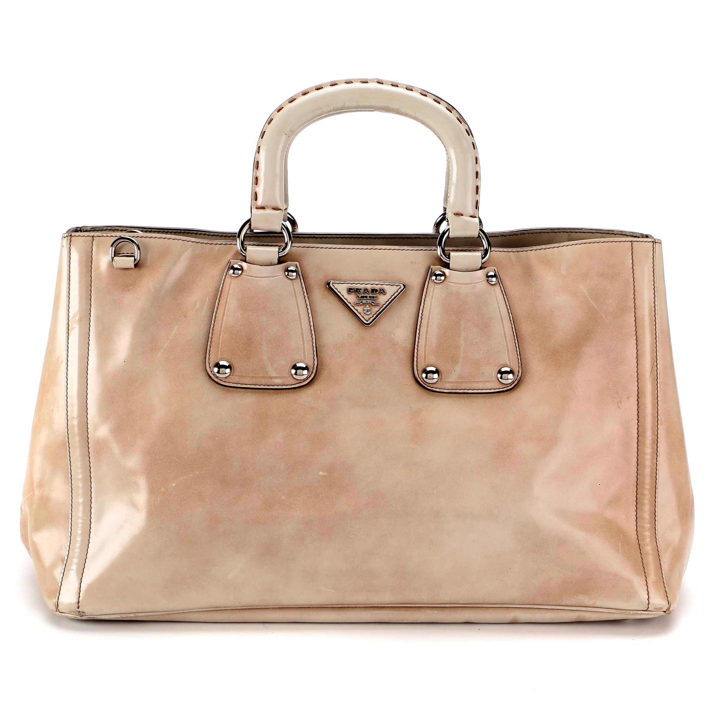Prada Two-Way Bauletto Bag in Glace Calfskin Leather